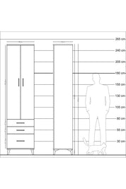 Hyperion Dolap 5 Raflı 3 Çekmeceli 2 Kapaklı 60x44x243 - S65M007V2B