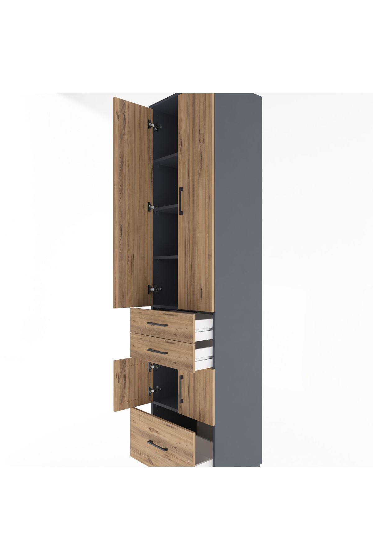 Hyperion Dolap 5 Raflı 3 Çekmeceli 4 Kapaklı 60x44x243 - S65M008V6B