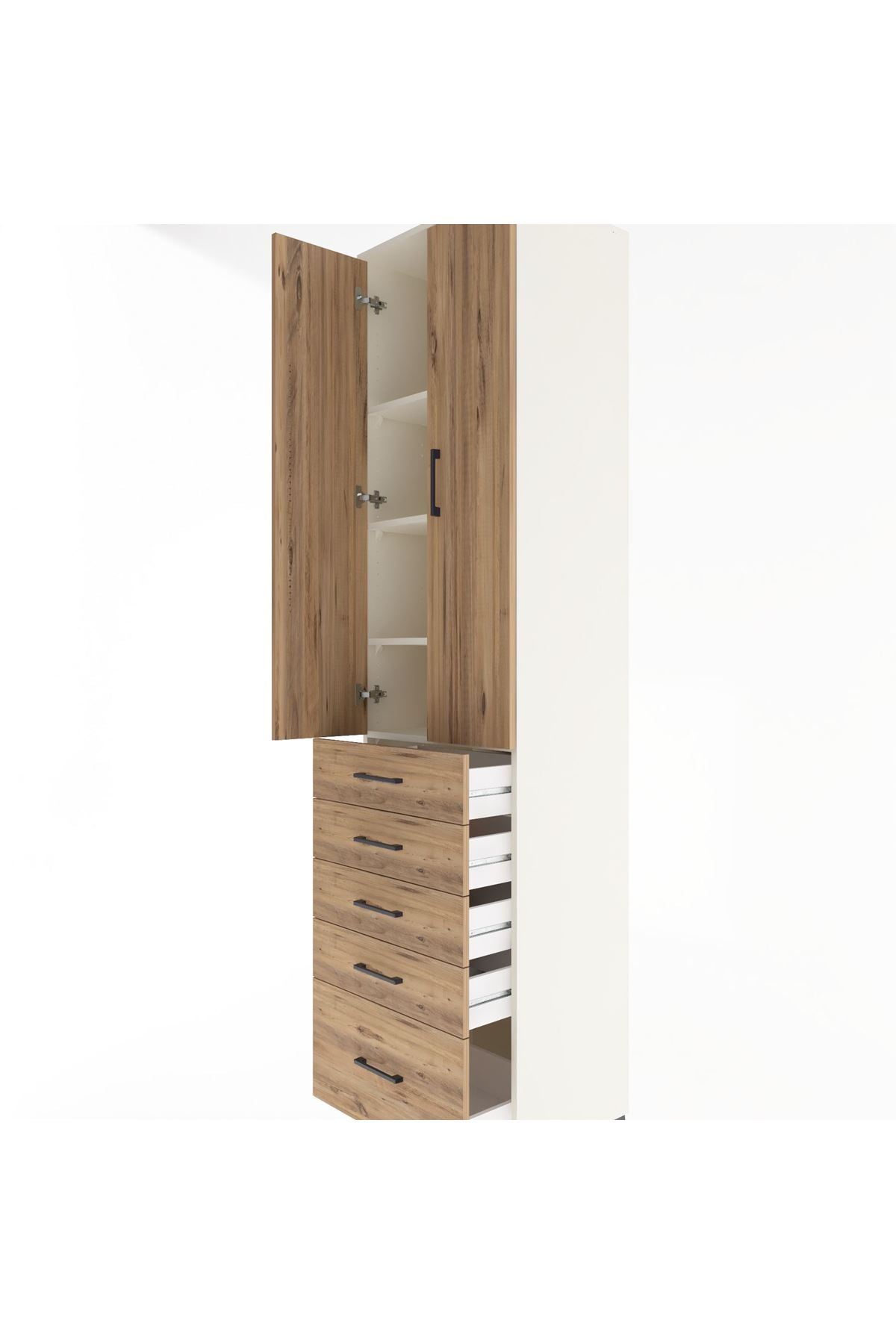 Hyperion Dolap 4 Raflı 5 Çekmeceli 2 Kapaklı 60x44x243 - S65M013V3B