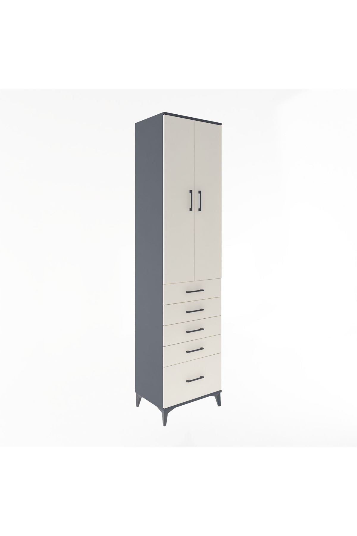 Hyperion Dolap 4 Raflı 5 Çekmeceli 2 Kapaklı 60x44x243 - S65M013V4B