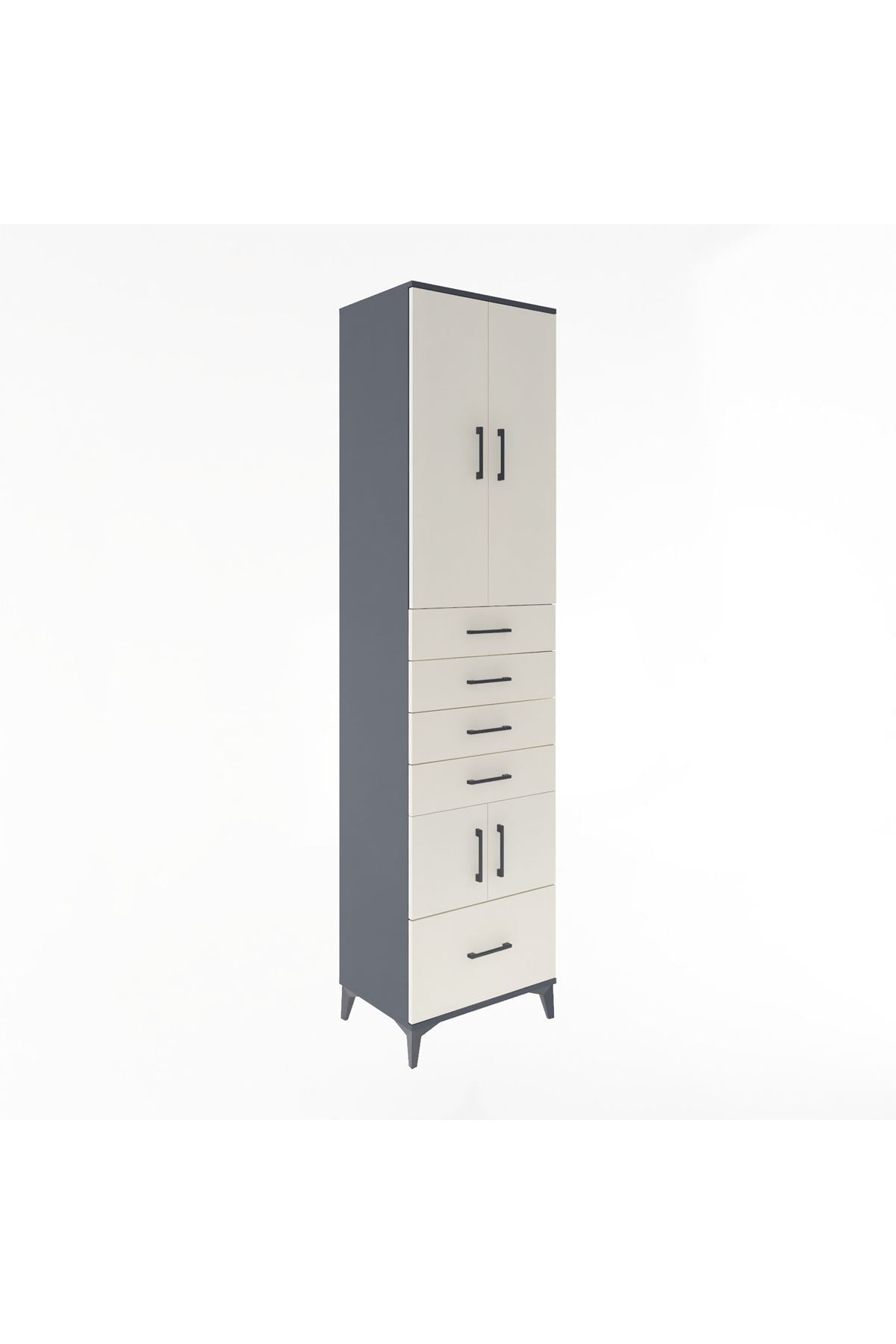 Hyperion Dolap 4 Raflı 5 Çekmeceli 4 Kapaklı 60x44x243 - S65M014V4B