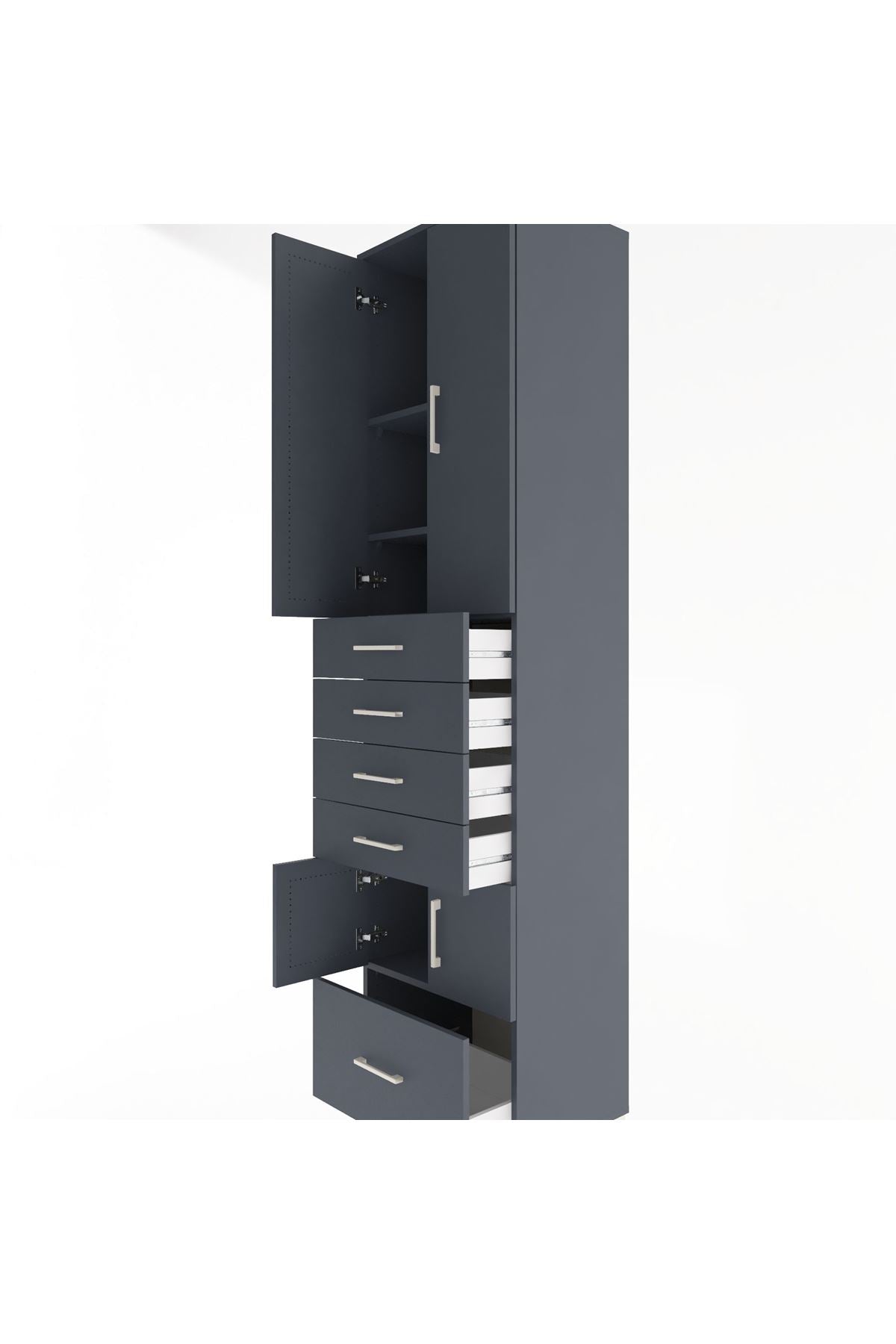 Hyperion Dolap 4 Raflı 5 Çekmeceli 4 Kapaklı 60x44x243 - S65M014V5B