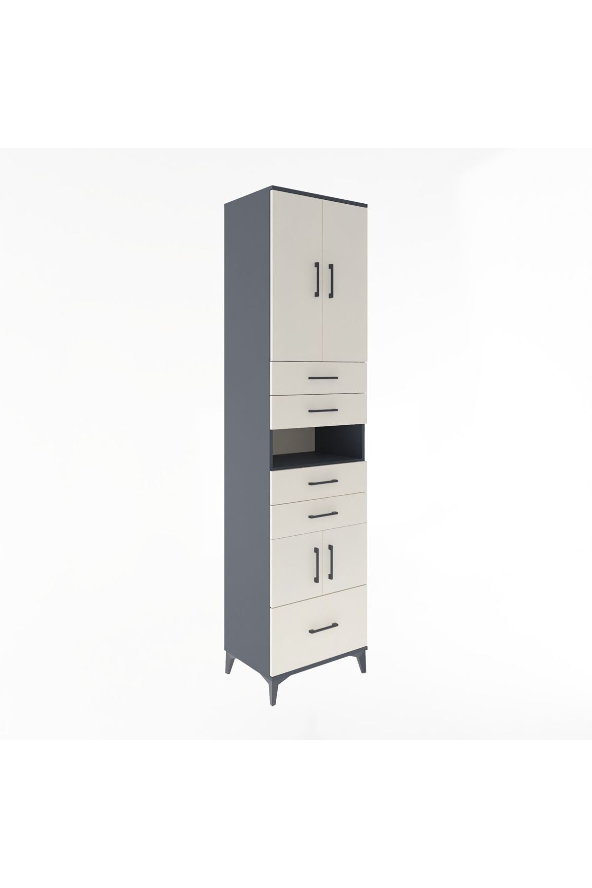 Hyperion Dolap 4 Raflı 5 Çekmeceli 4 Kapaklı 60x44x243 - S65M015V4B