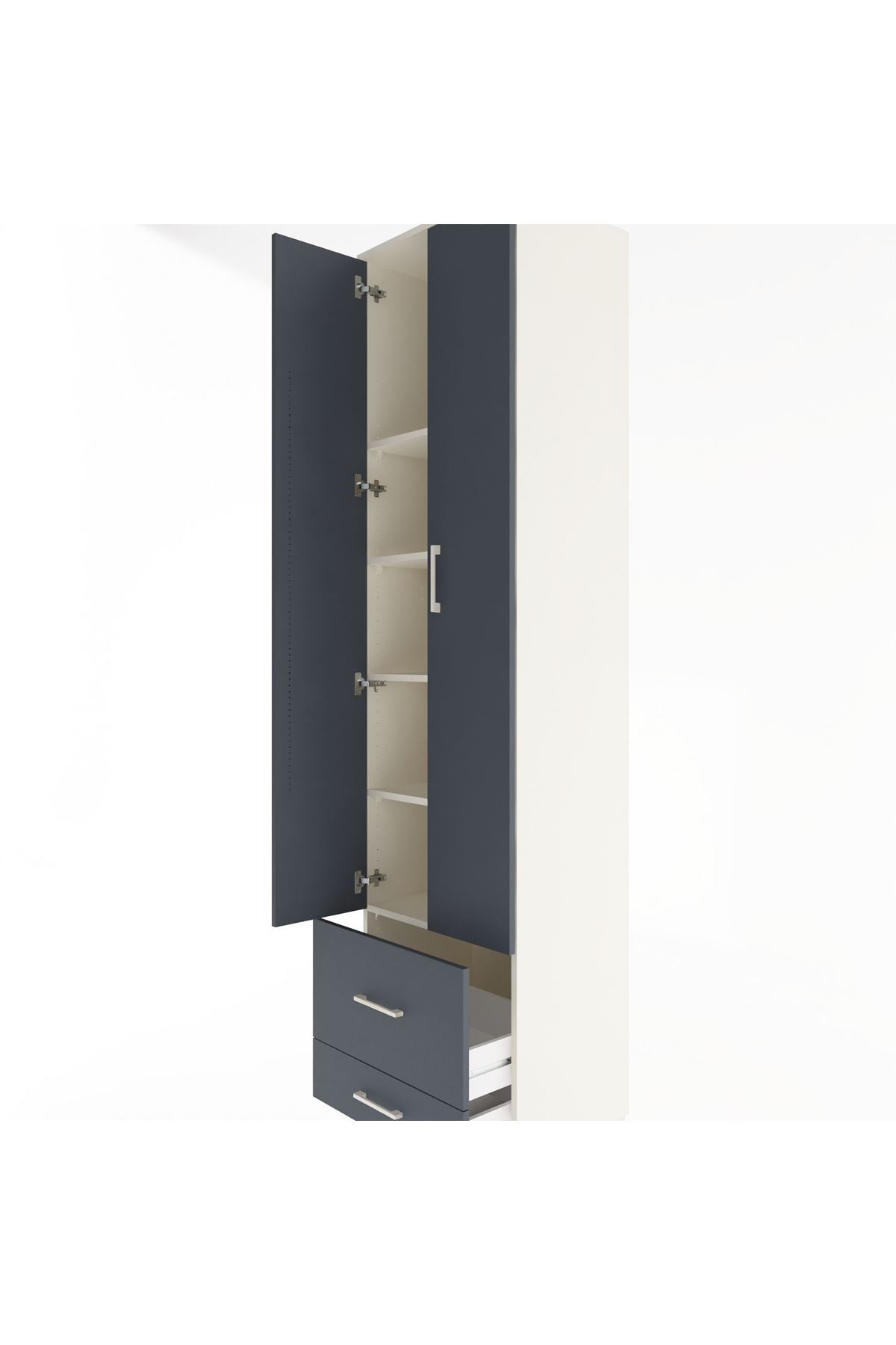 Hyperion Dolap 5 Raflı 2 Çekmeceli 2 Kapaklı 60x44x243 - S65M017V2B