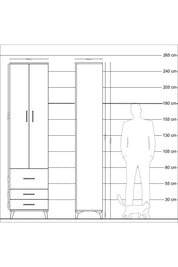 Hyperion Dolap 5 Raflı 3 Çekmeceli 2 Kapaklı 60x44x243 - S65M018V1B