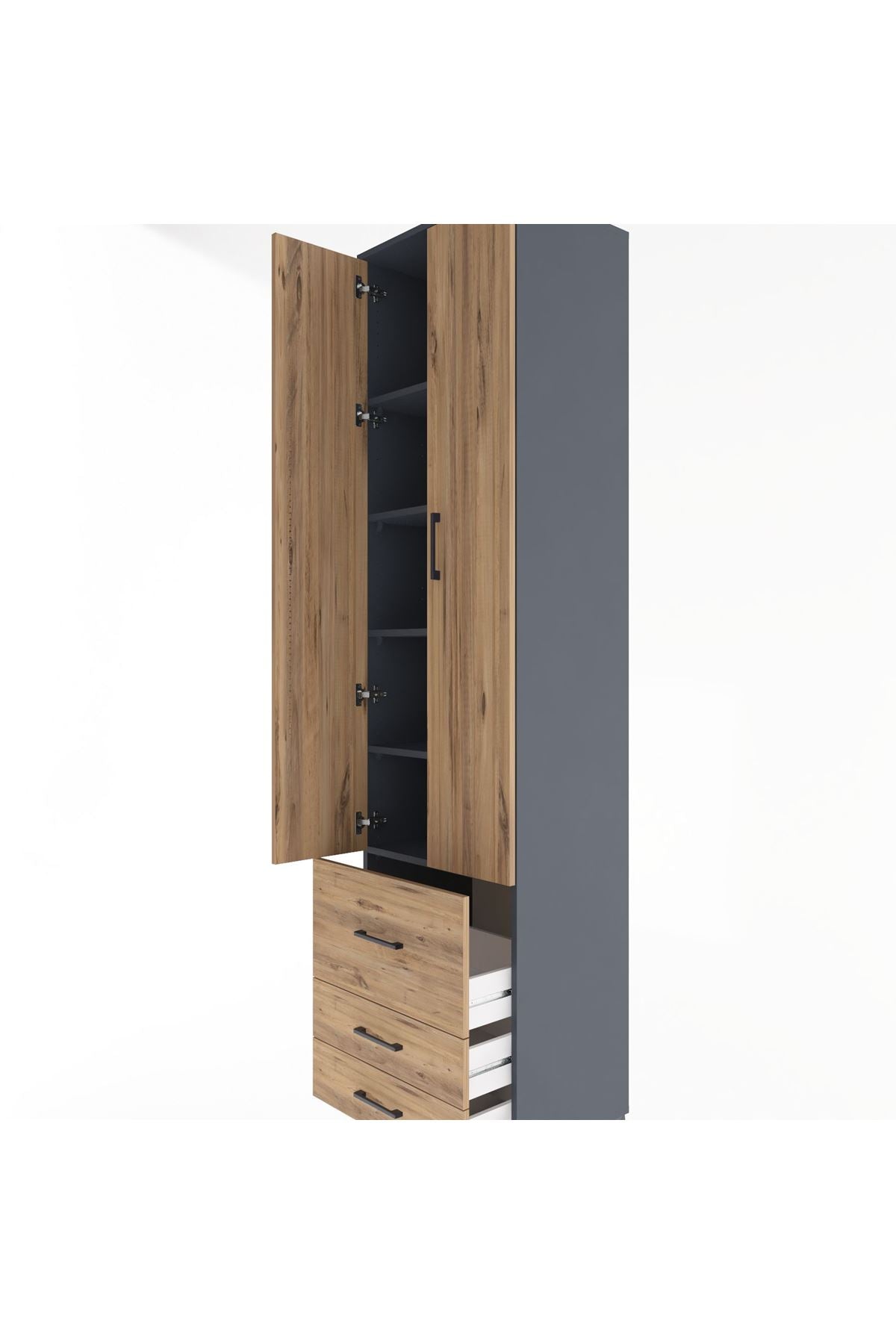 Hyperion Dolap 5 Raflı 3 Çekmeceli 2 Kapaklı 60x44x243 - S65M018V6B