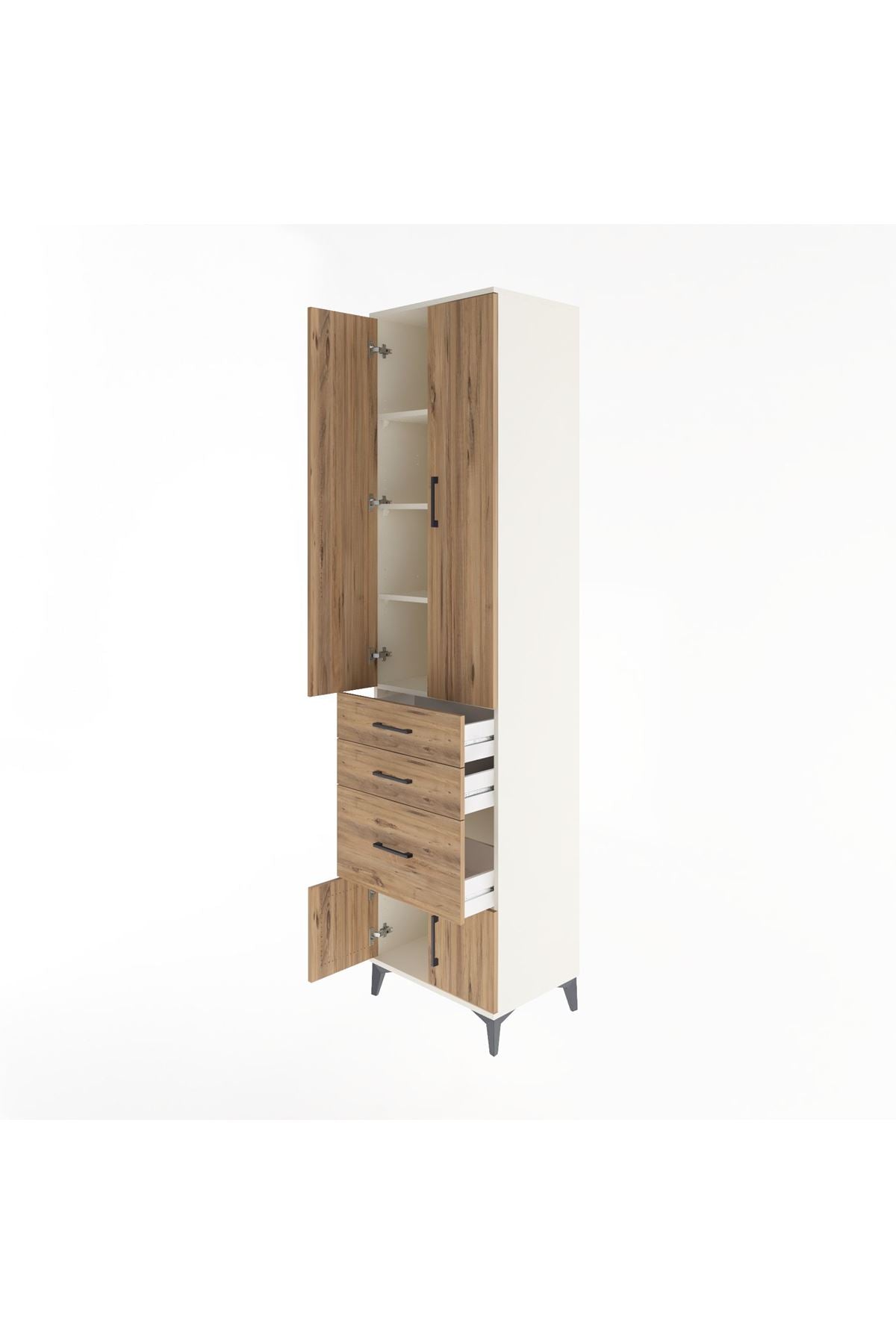 Hyperion Dolap 4 Raflı 3 Çekmeceli 4 Kapaklı 60x44x243 - S65M019V3B