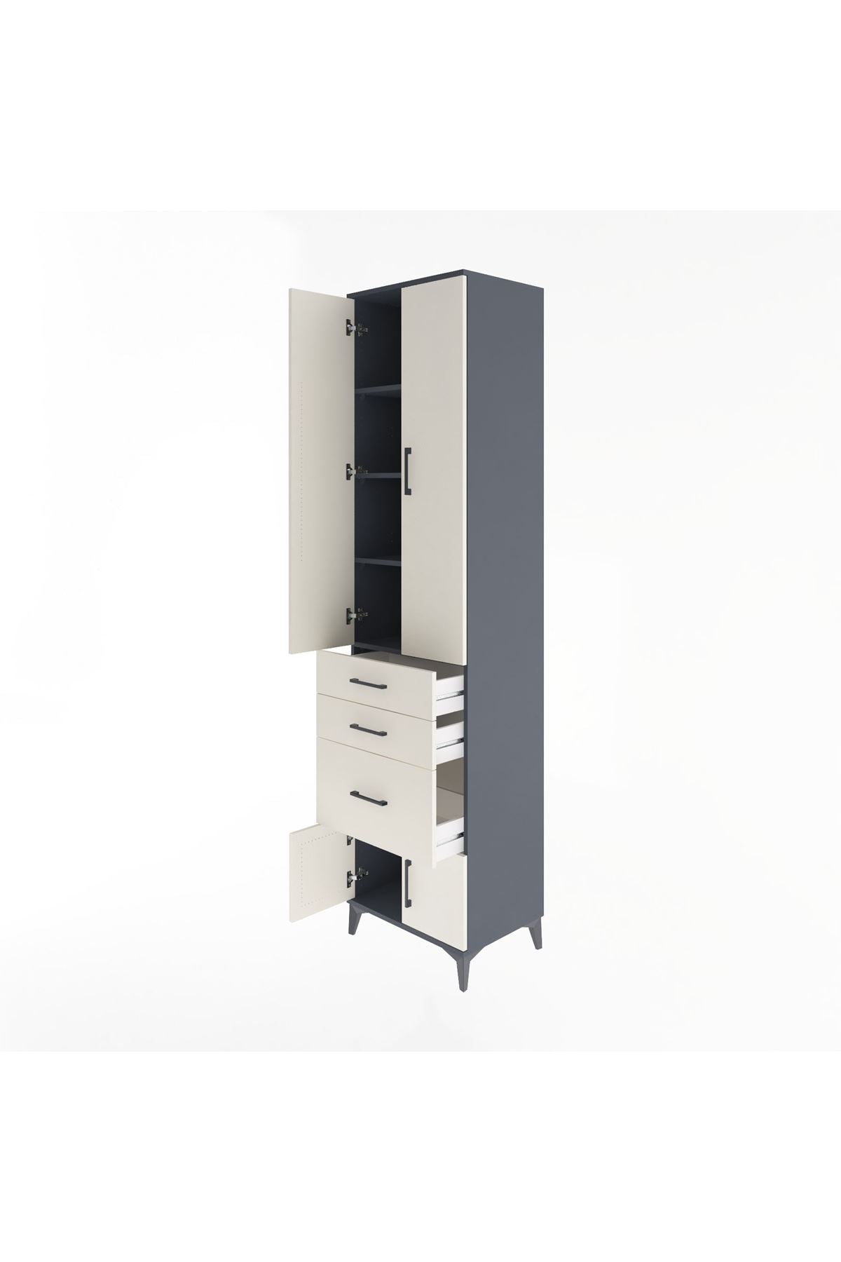 Hyperion Dolap 4 Raflı 3 Çekmeceli 4 Kapaklı 60x44x243 - S65M019V4B