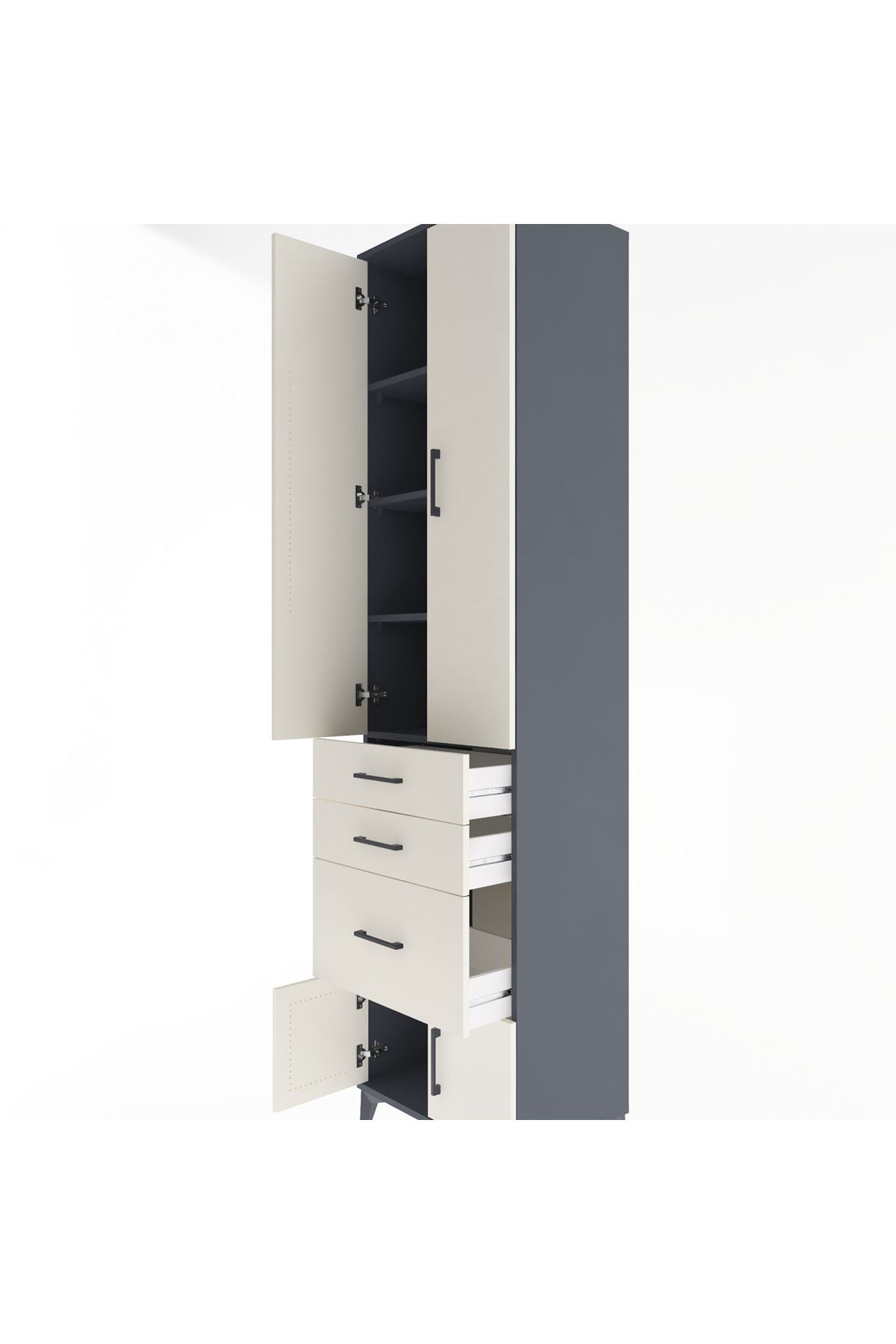 Hyperion Dolap 4 Raflı 3 Çekmeceli 4 Kapaklı 60x44x243 - S65M019V4B