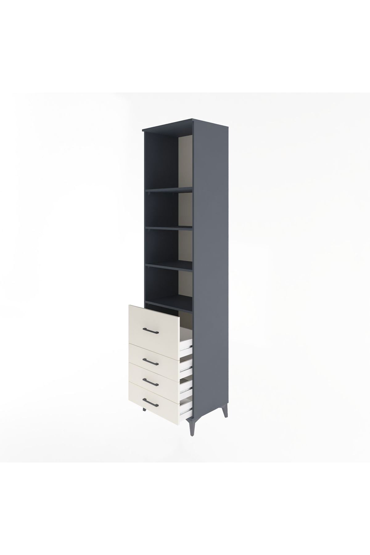 Hyperion Dolap 4 Raflı 4 Çekmeceli 60x44x243 - S65M022V4B