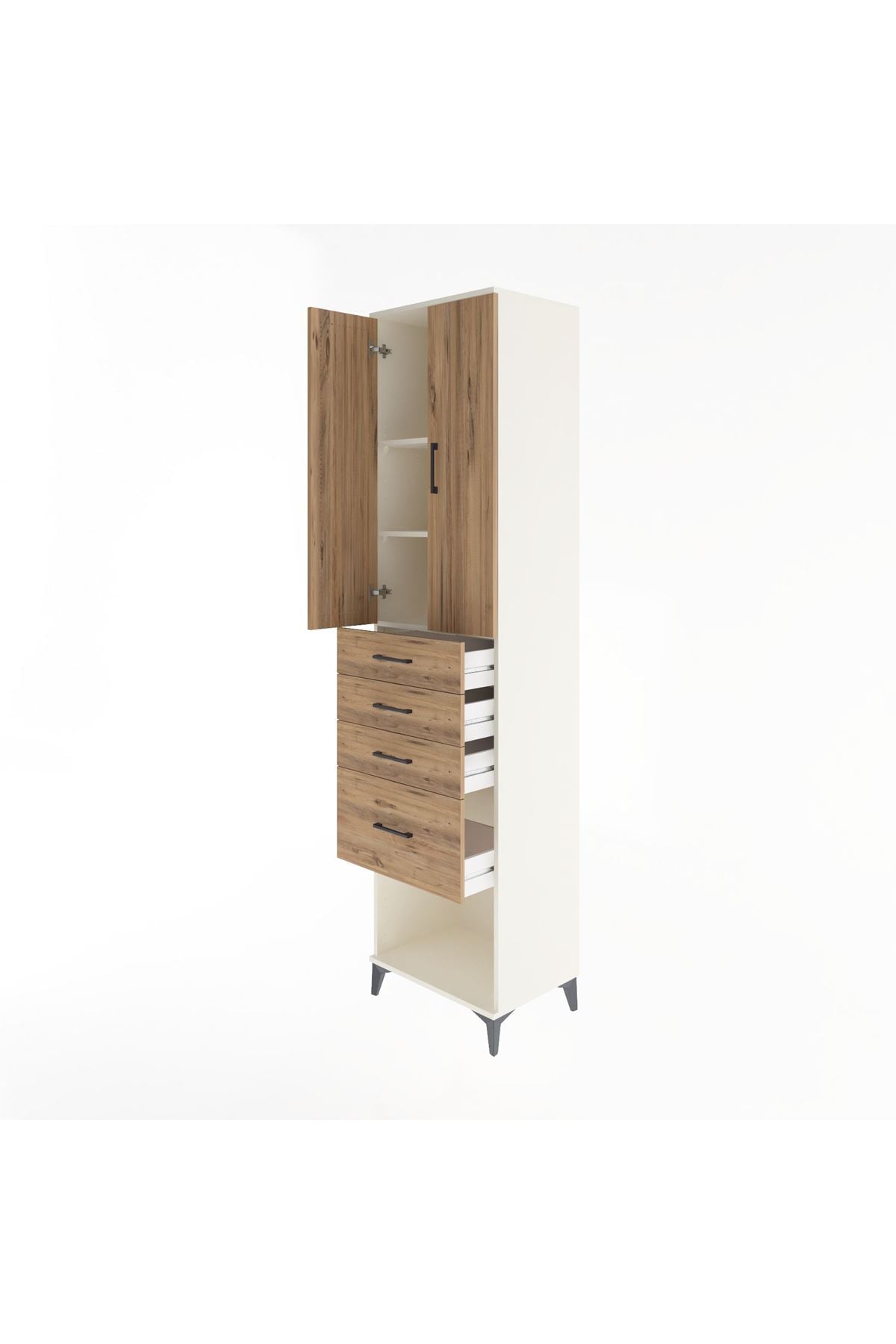 Hyperion Dolap 3 Raflı 4 Çekmeceli 2 Kapaklı 60x44x243 - S65M025V3B