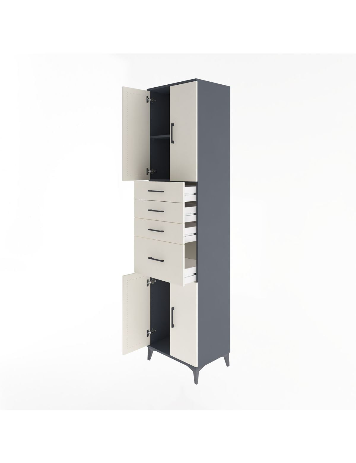 Hyperion Dolap 2 Raflı 4 Çekmeceli 4 Kapaklı 60x44x243 - S65M026V4B