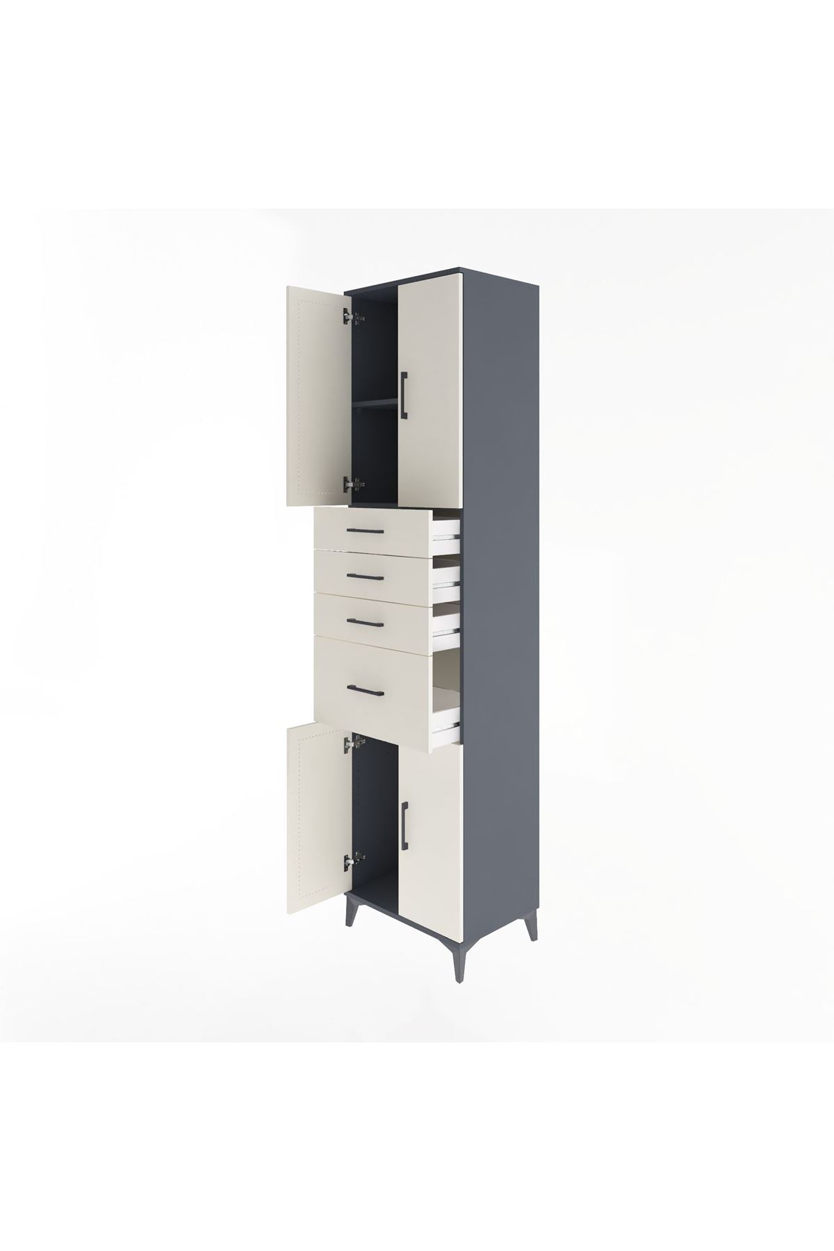 Hyperion Dolap 2 Raflı 4 Çekmeceli 4 Kapaklı 60x44x243 - S65M026V4B