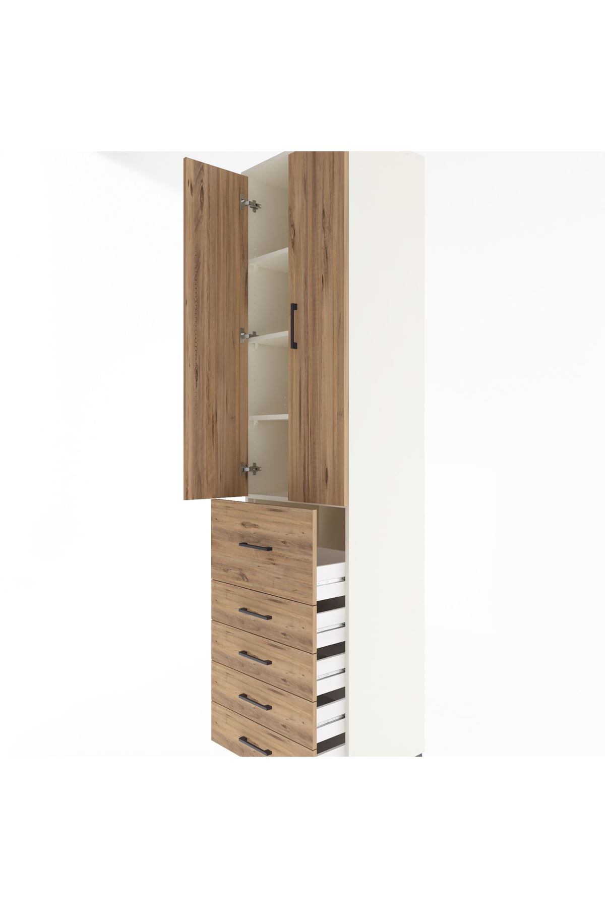 Hyperion Dolap 4 Raflı 5 Çekmeceli 2 Kapaklı 60x44x243 - S65M027V3B