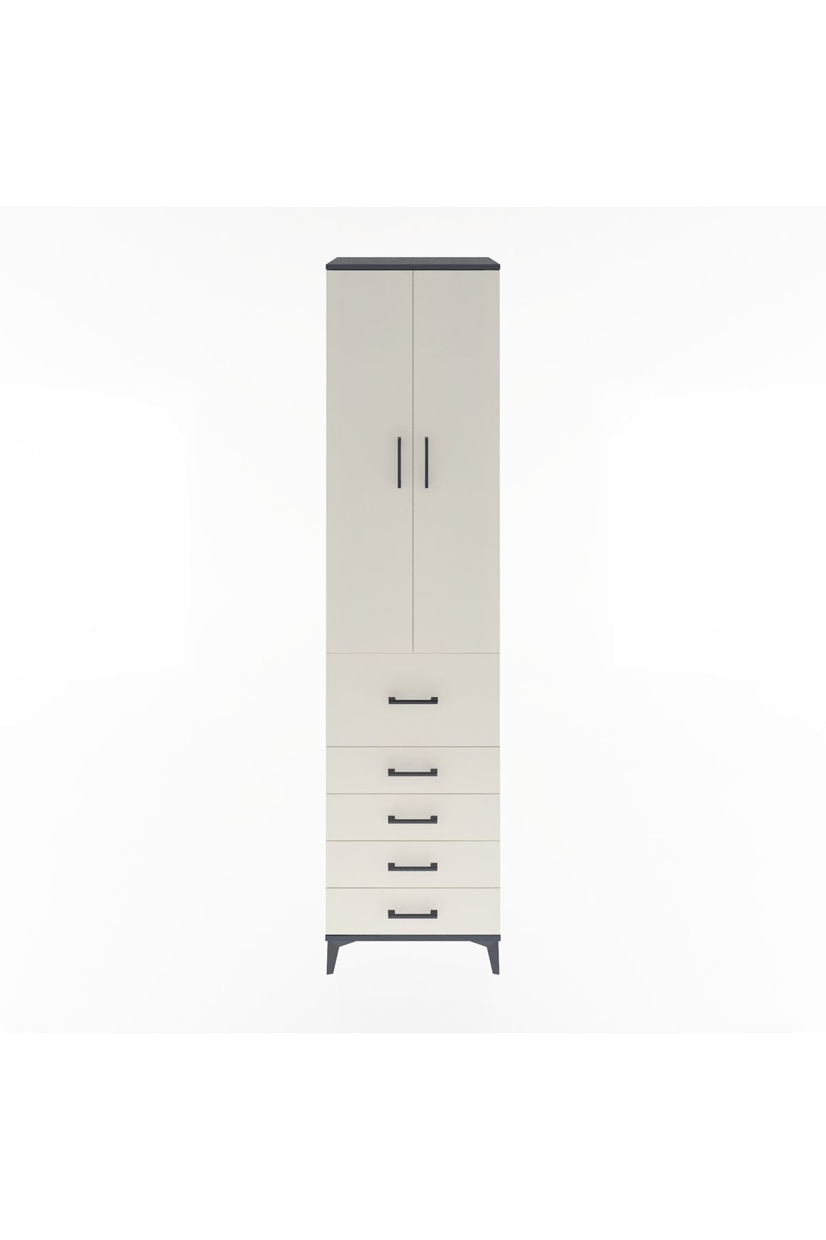 Hyperion Dolap 4 Raflı 5 Çekmeceli 2 Kapaklı 60x44x243 - S65M027V4B