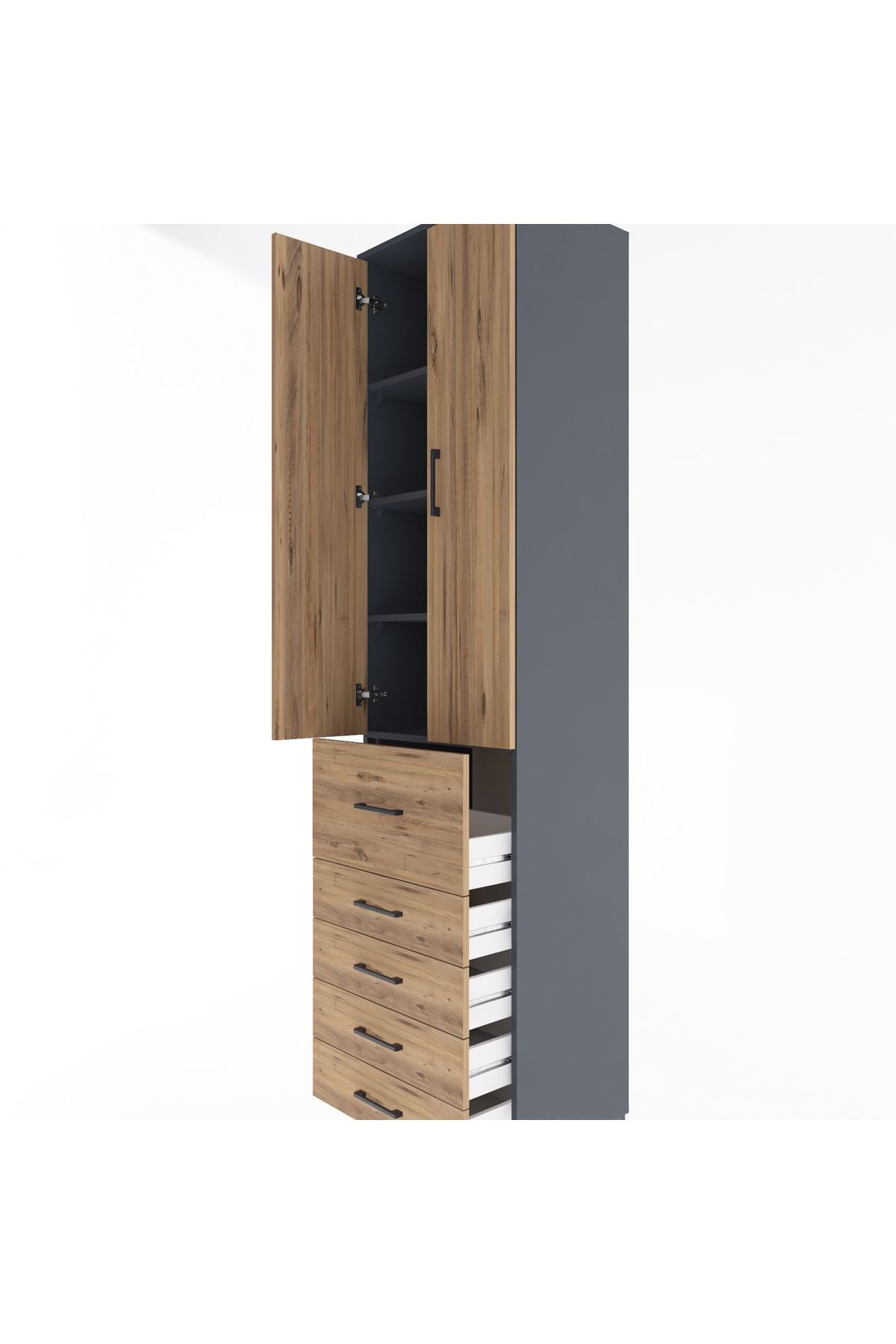 Hyperion Dolap 4 Raflı 5 Çekmeceli 2 Kapaklı 60x44x243 - S65M027V6B