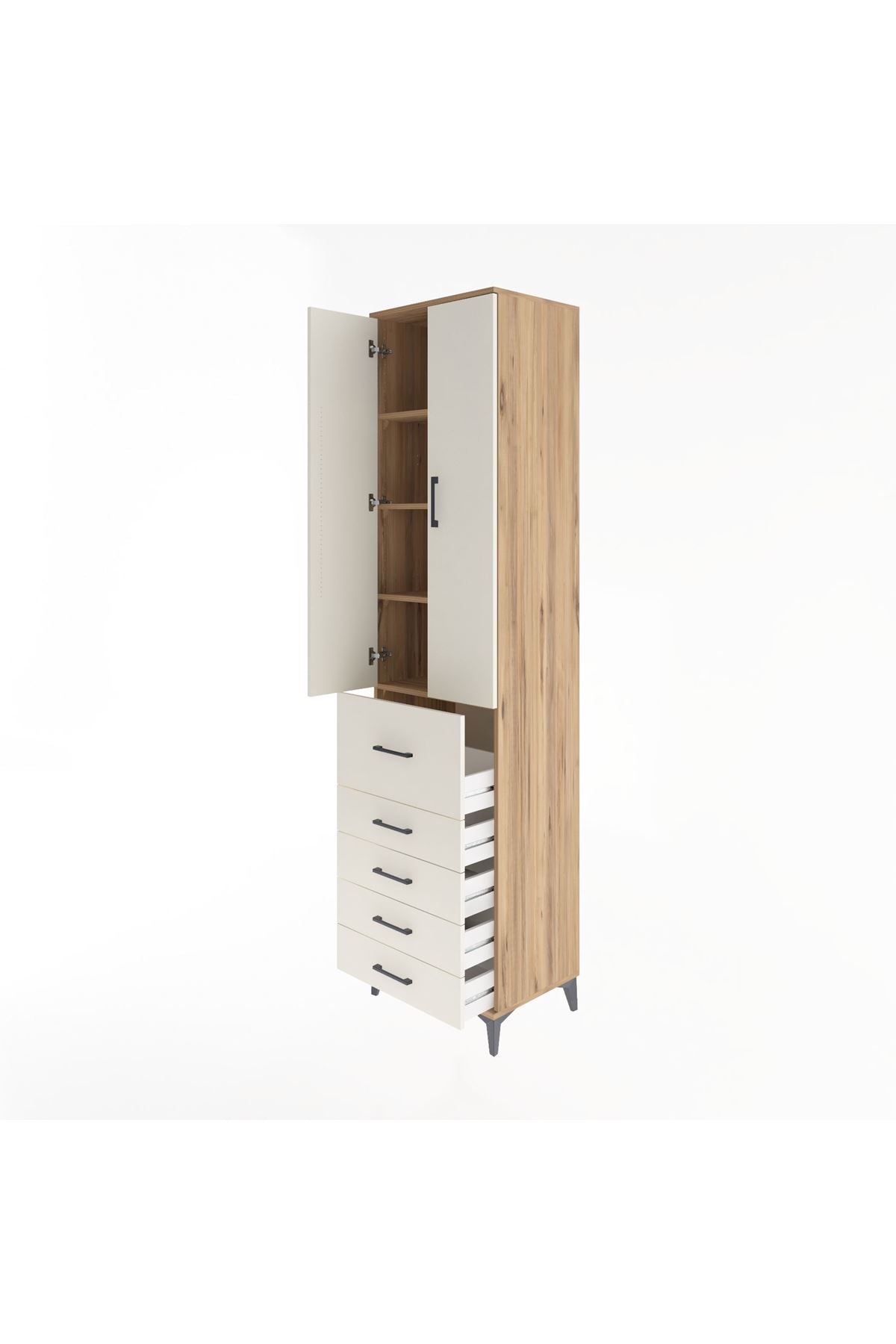 Hyperion Dolap 4 Raflı 5 Çekmeceli 2 Kapaklı 60x44x243 - S65M027V7B