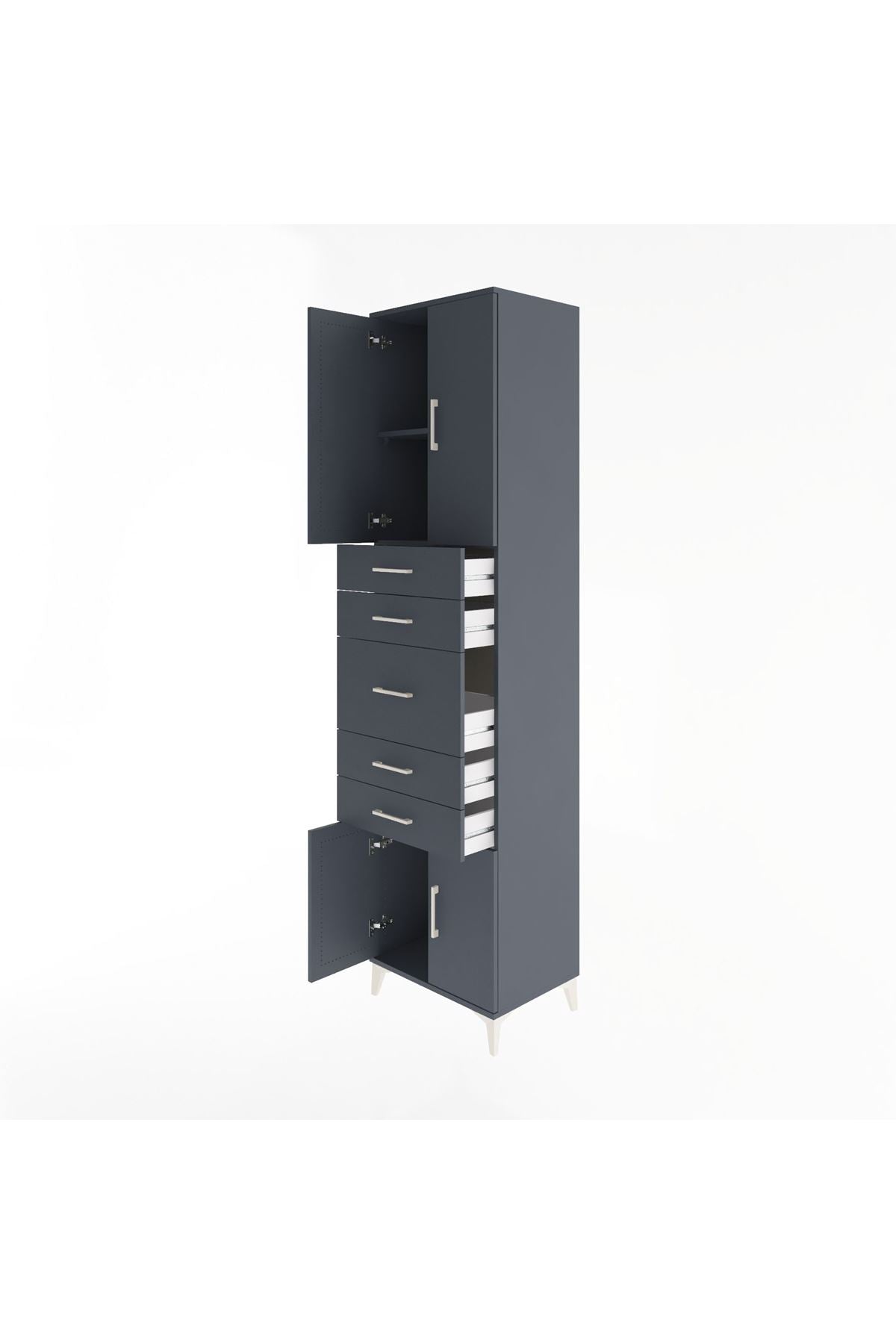 Hyperion Dolap 2 Raflı 5 Çekmeceli 4 Kapaklı 60x44x243 - S65M029V5B