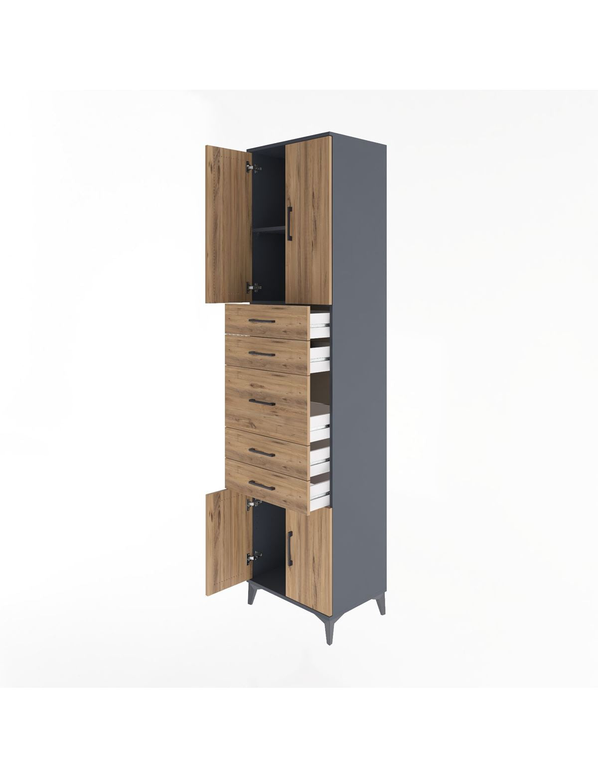 Hyperion Dolap 2 Raflı 5 Çekmeceli 4 Kapaklı 60x44x243 - S65M029V6B