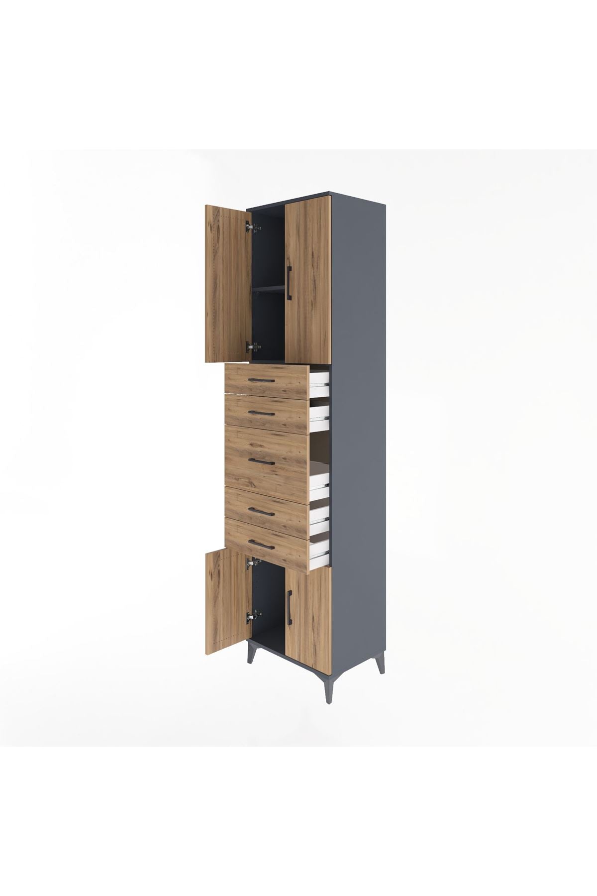 Hyperion Dolap 2 Raflı 5 Çekmeceli 4 Kapaklı 60x44x243 - S65M029V6B