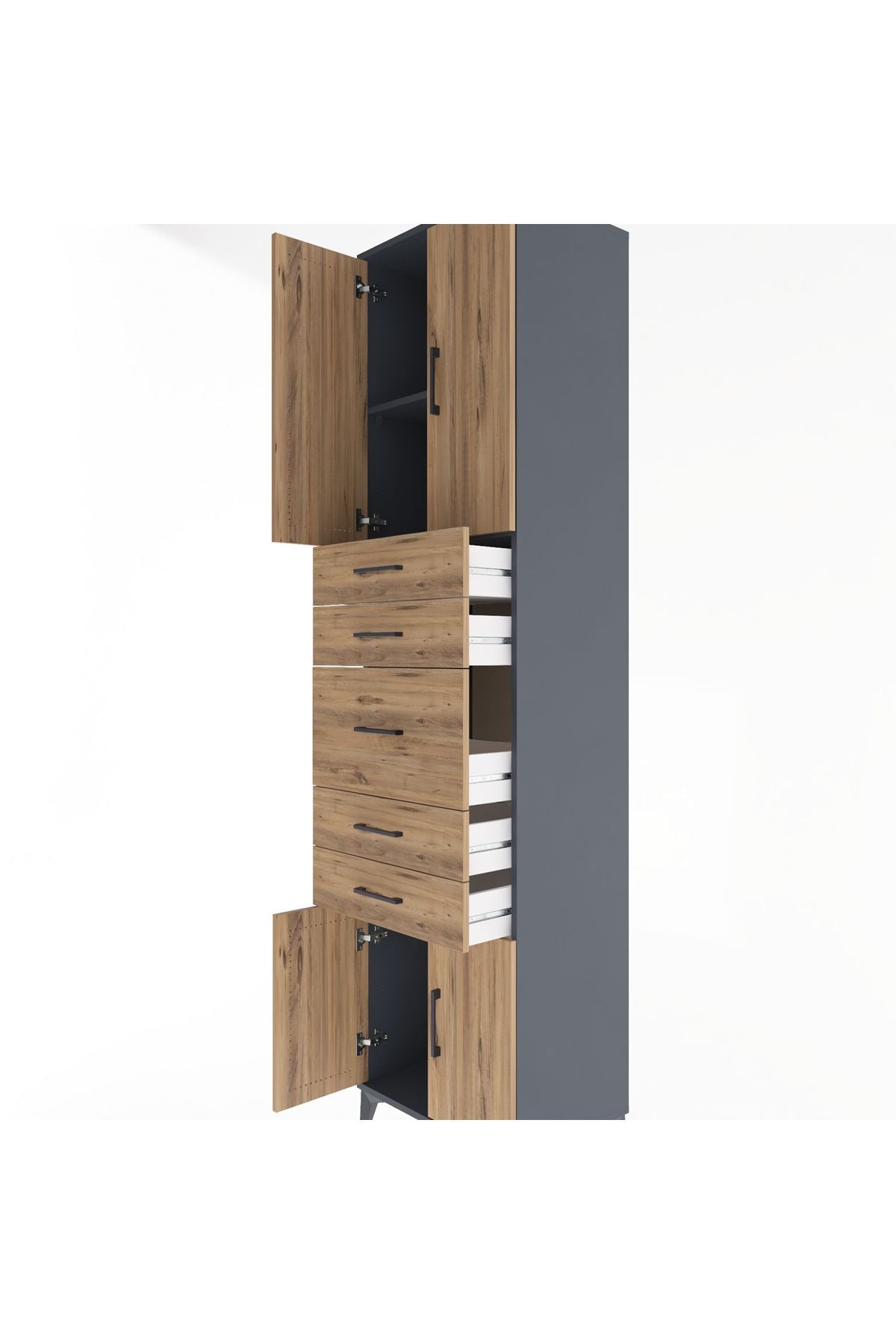 Hyperion Dolap 2 Raflı 5 Çekmeceli 4 Kapaklı 60x44x243 - S65M029V6B