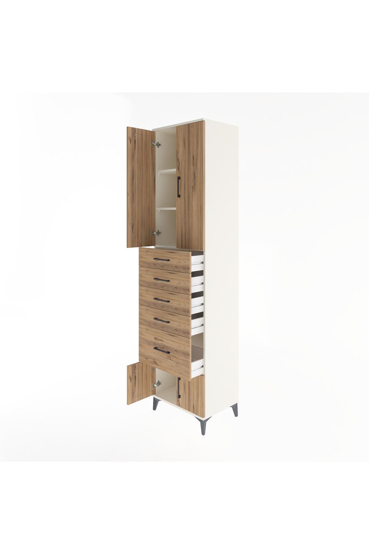 Hyperion Dolap 3 Raflı 5 Çekmeceli 4 Kapaklı 60x44x243 - S65M030V3B