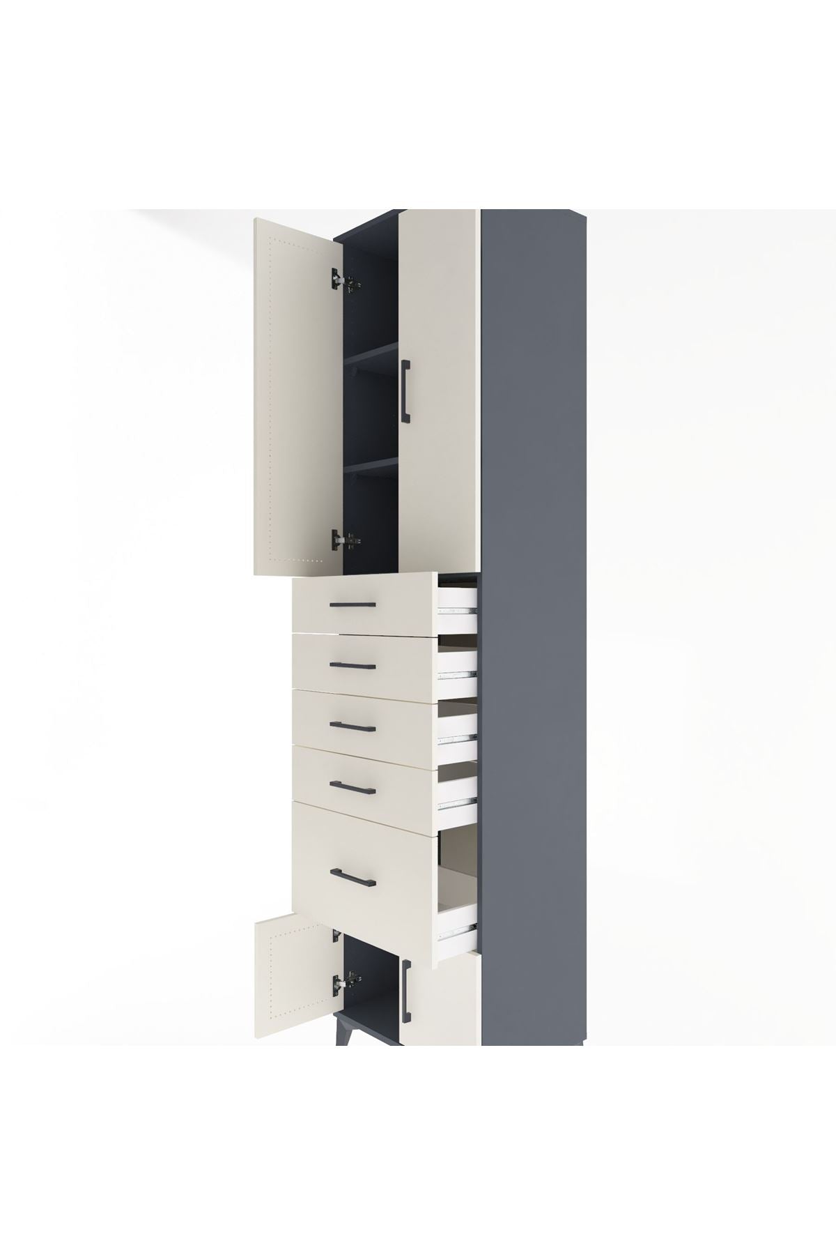 Hyperion Dolap 3 Raflı 5 Çekmeceli 4 Kapaklı 60x44x243 - S65M030V4B