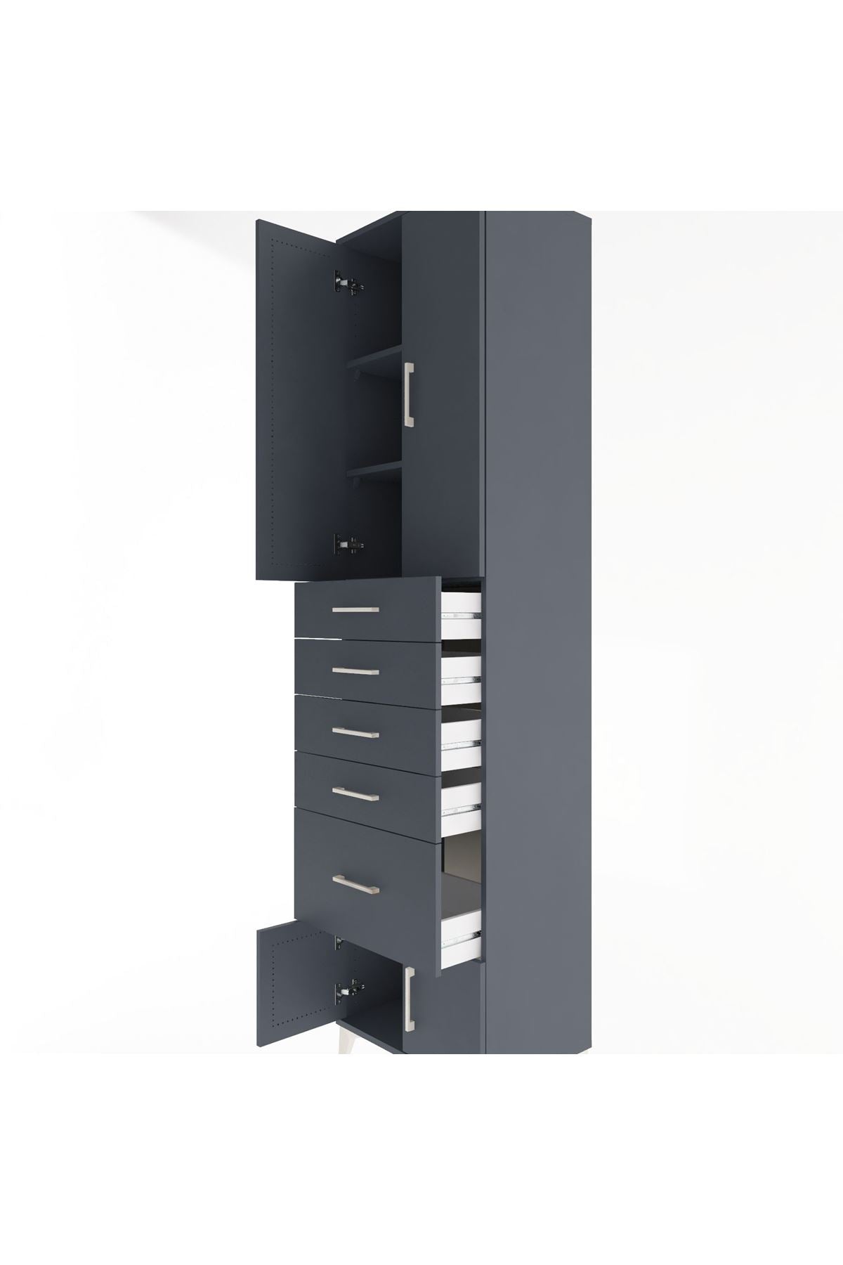 Hyperion Dolap 3 Raflı 5 Çekmeceli 4 Kapaklı 60x44x243 - S65M030V5B