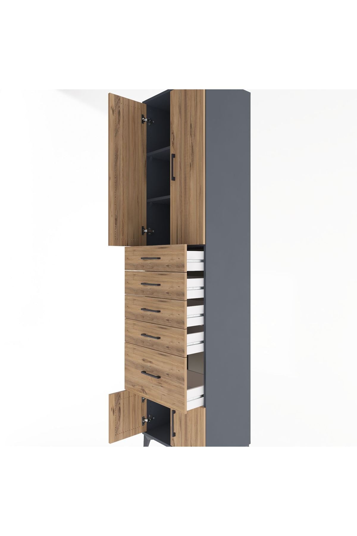 Hyperion Dolap 3 Raflı 5 Çekmeceli 4 Kapaklı 60x44x243 - S65M030V6B