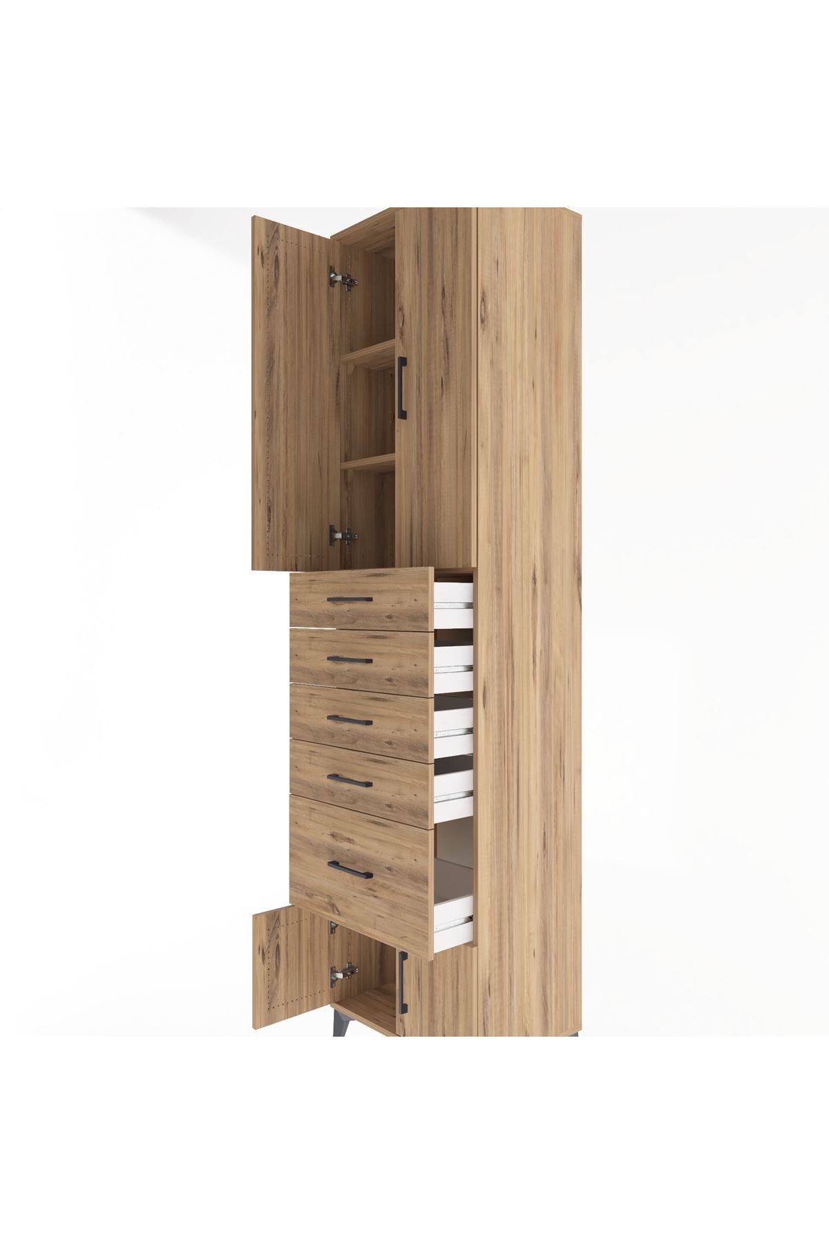 Hyperion Dolap 3 Raflı 5 Çekmeceli 4 Kapaklı 60x44x243 - S65M030V9B