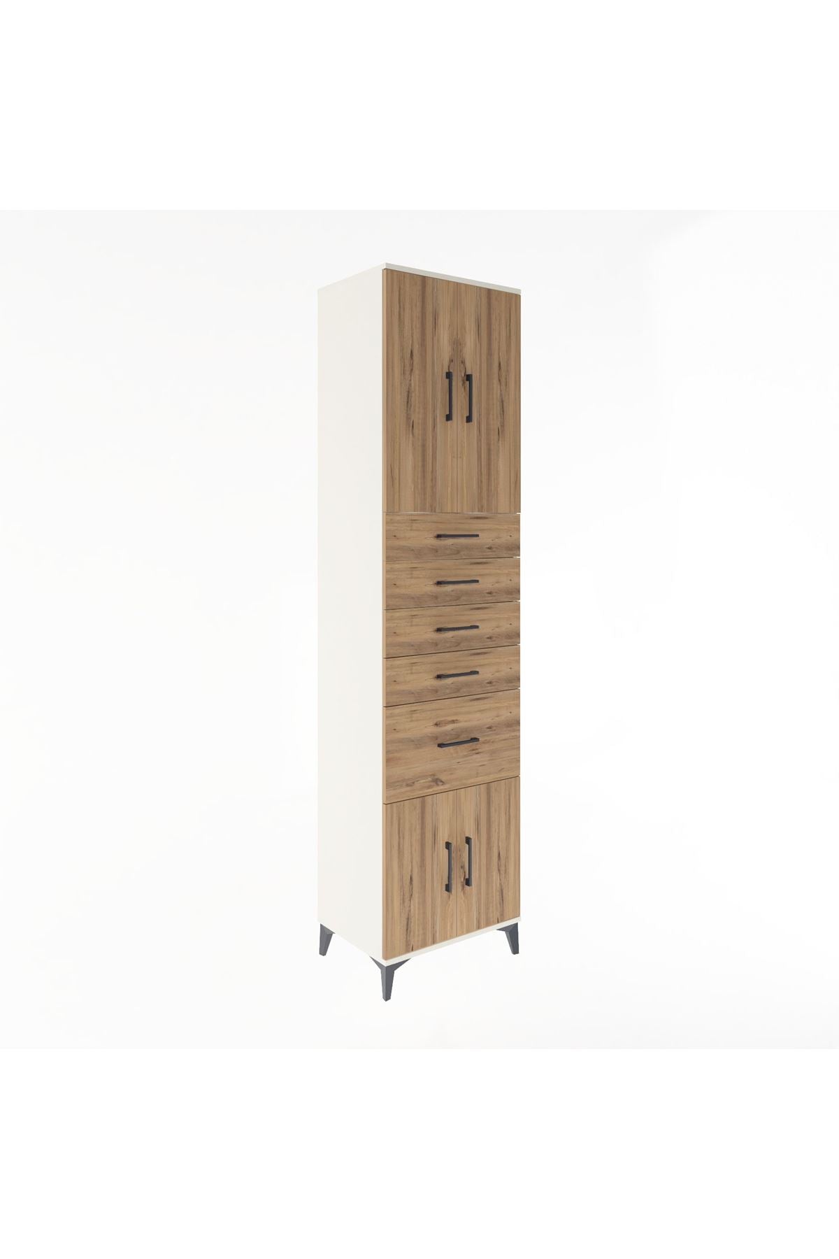 Hyperion Dolap 2 Raflı 5 Çekmeceli 4 Kapaklı 60x44x243 - S65M031V3B