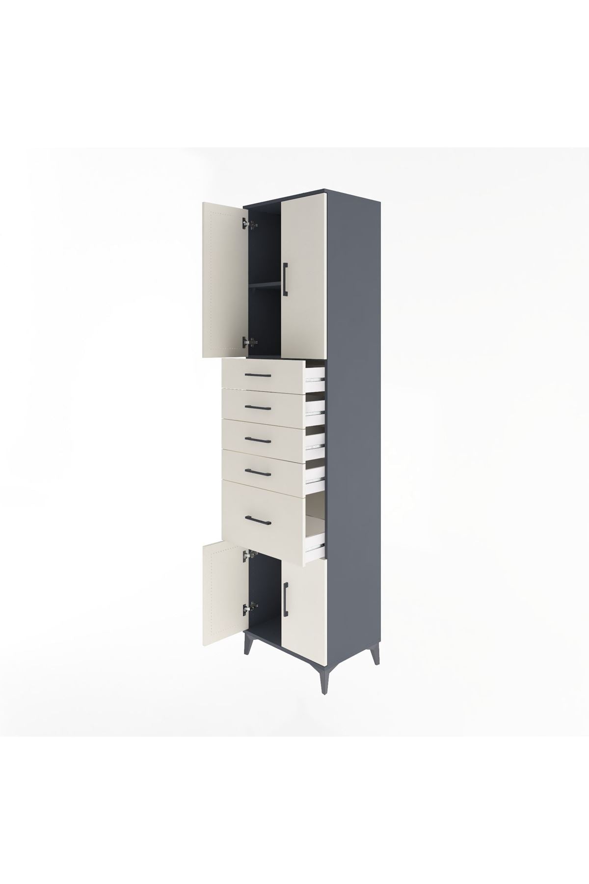 Hyperion Dolap 2 Raflı 5 Çekmeceli 4 Kapaklı 60x44x243 - S65M031V4B