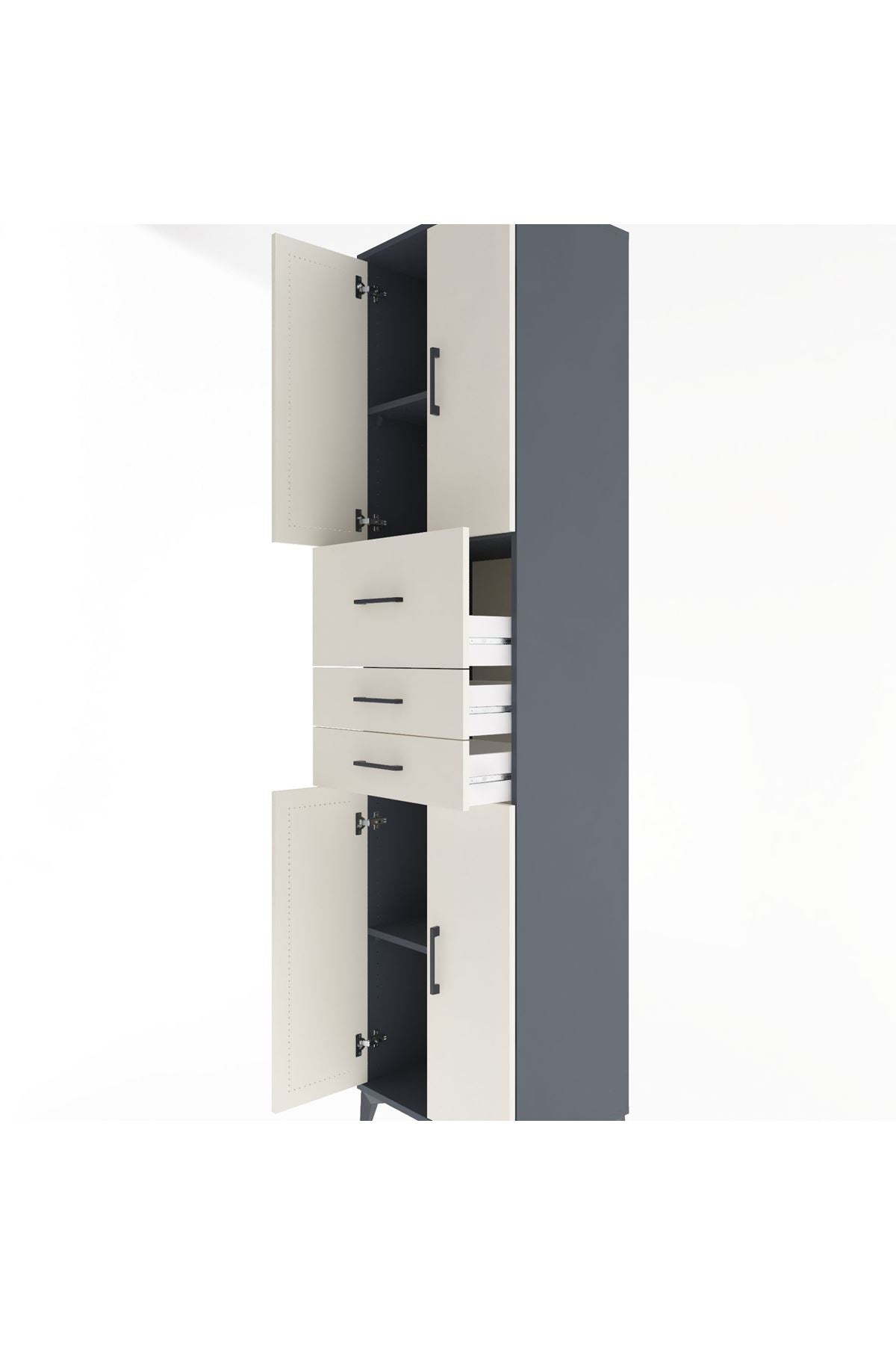 Hyperion Dolap 3 Raflı 3 Çekmeceli 4 Kapaklı 60x44x243 - S65M033V4B