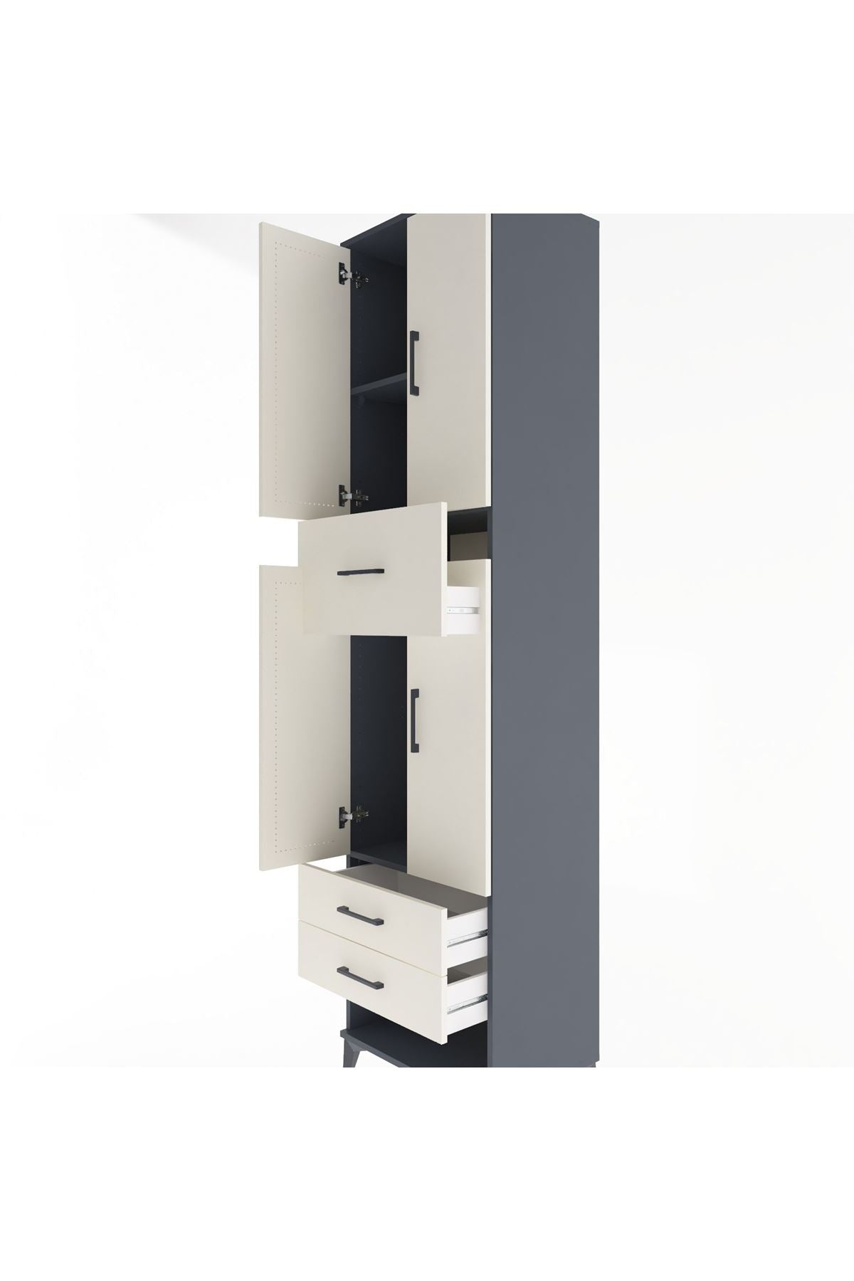 Hyperion Dolap 3 Raflı 3 Çekmeceli 4 Kapaklı 60x44x243 - S65M035V4B