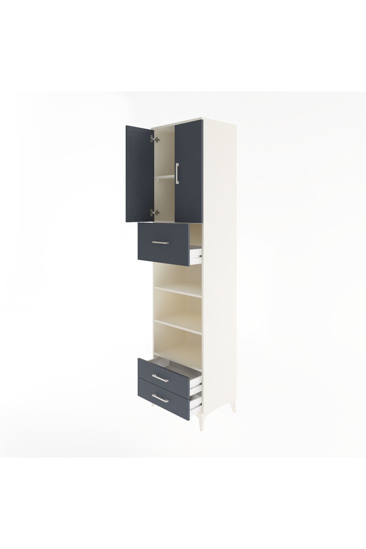 Hyperion Dolap 5 Raflı 3 Çekmeceli 2 Kapaklı 60x44x243 - S65M036V2B