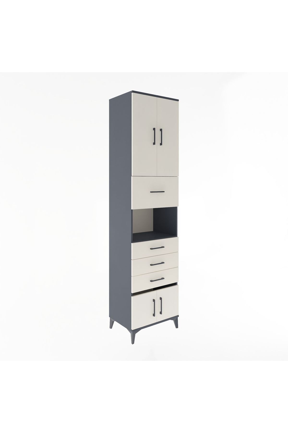 Hyperion Dolap 3 Raflı 4 Çekmeceli 4 Kapaklı 60x44x243 - S65M038V4B