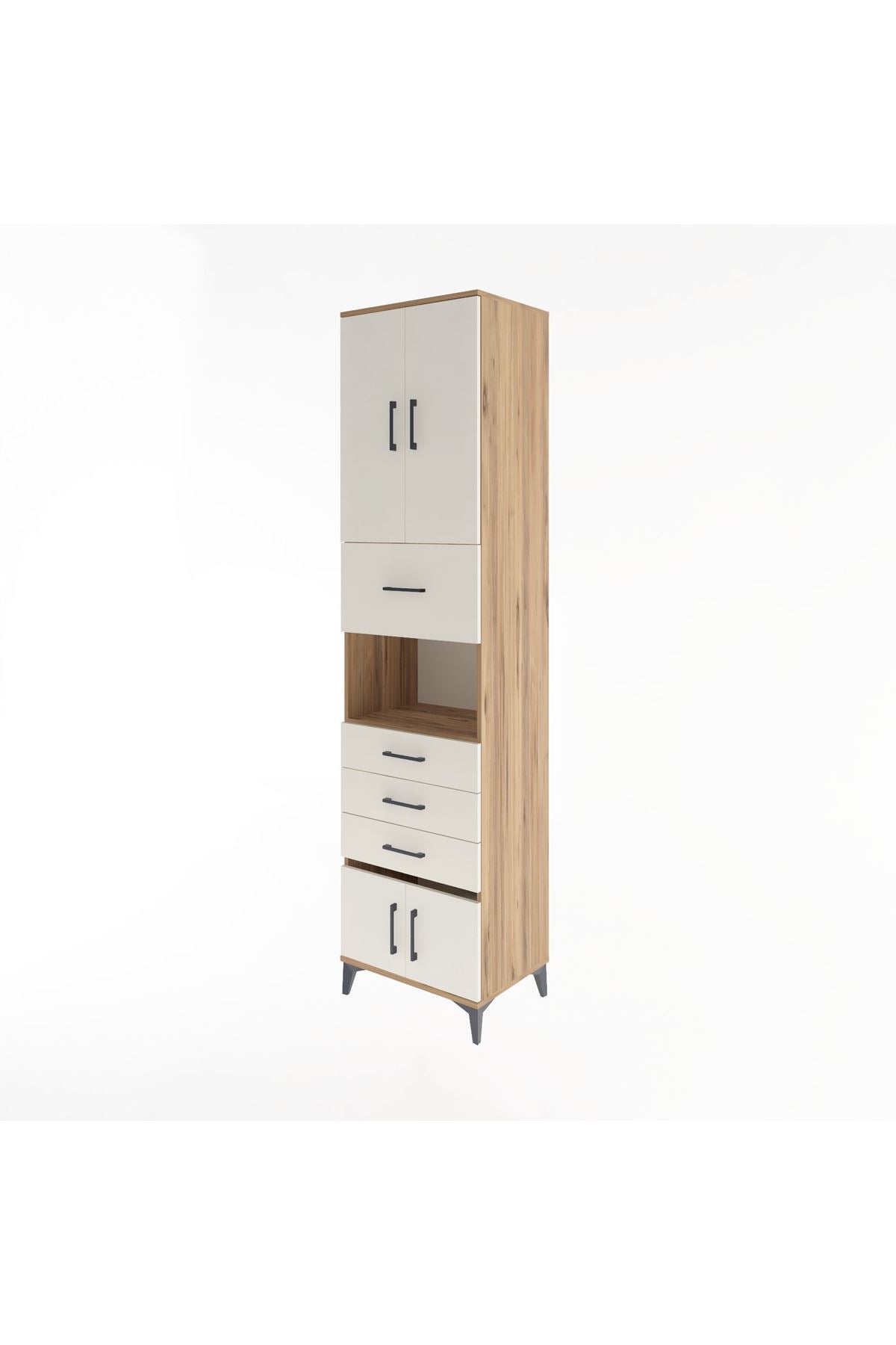 Hyperion Dolap 3 Raflı 4 Çekmeceli 4 Kapaklı 60x44x243 - S65M038V7B