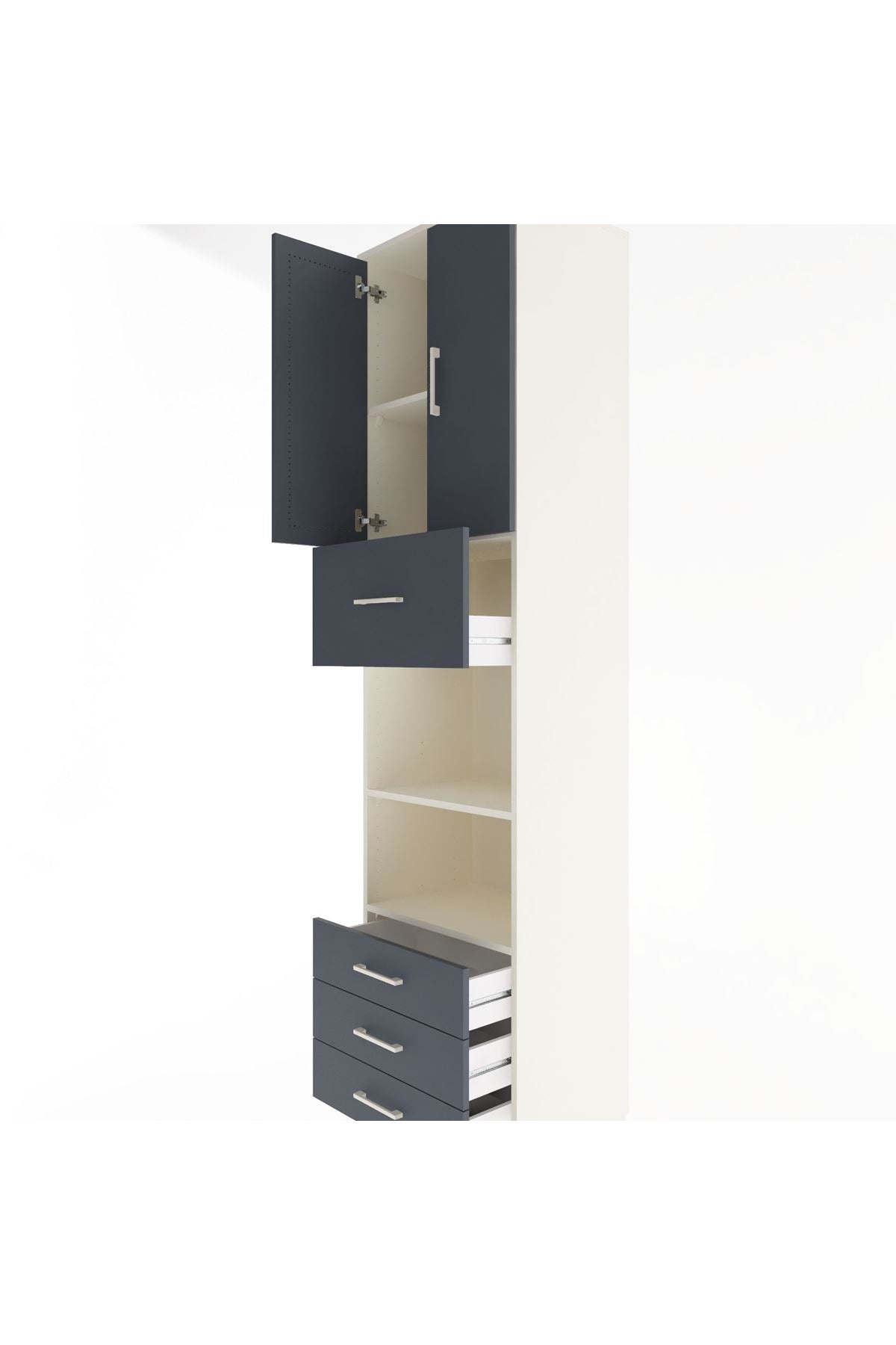 Hyperion Dolap 4 Raflı 4 Çekmeceli 2 Kapaklı 60x44x243 - S65M039V2B
