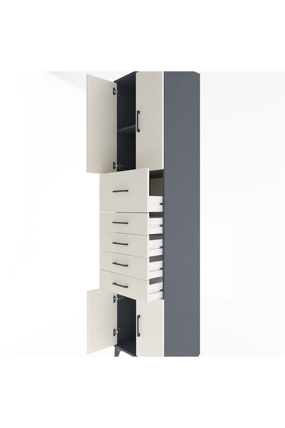 Hyperion Dolap 2 Raflı 5 Çekmeceli 4 Kapaklı 60x44x243 - S65M040V4B
