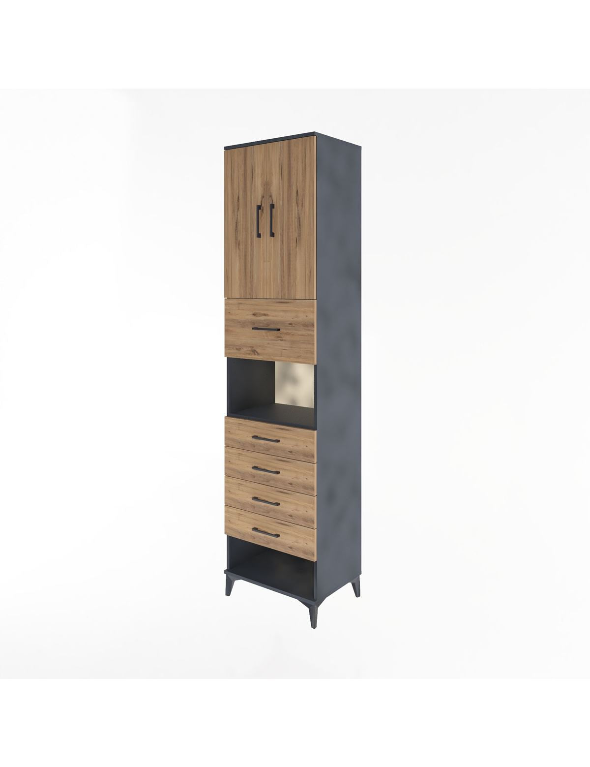 Hyperion Dolap 3 Raflı 5 Çekmeceli 2 Kapaklı 60x44x243 - S65M043V6B