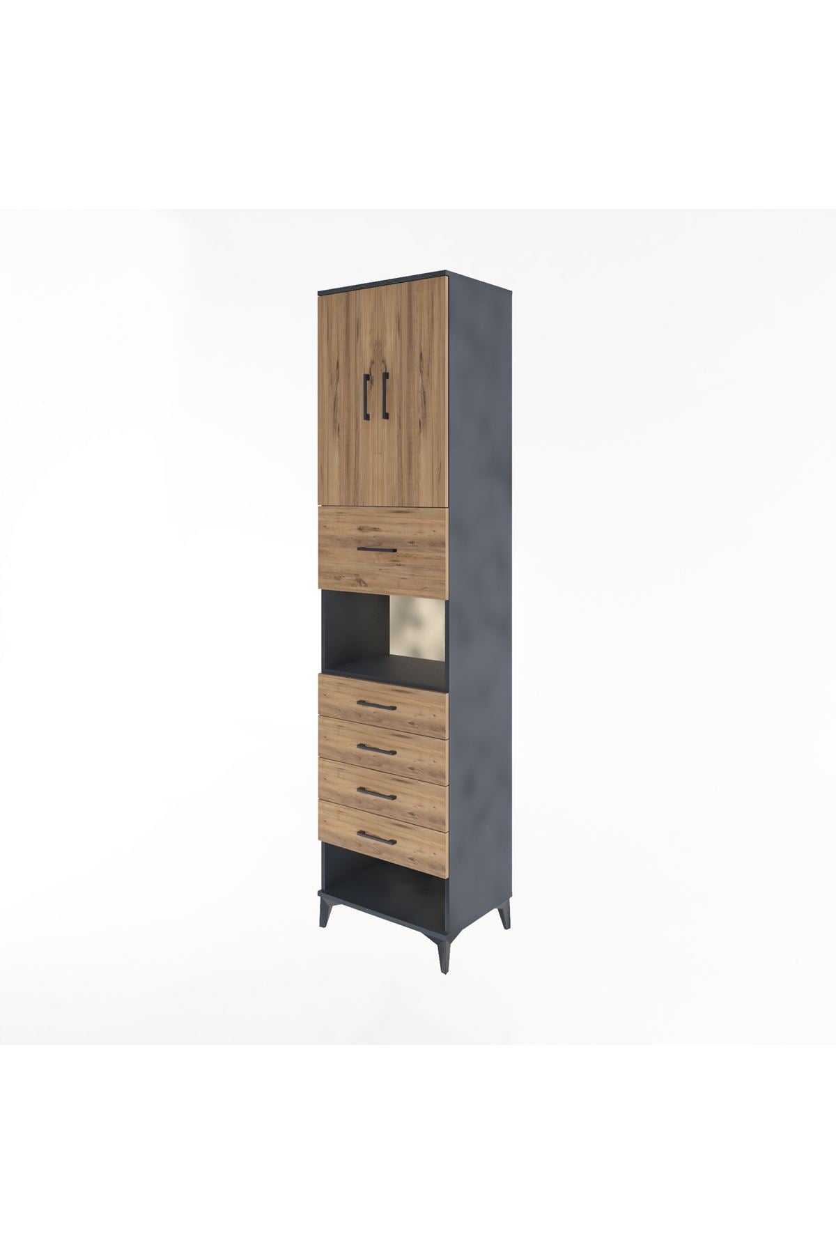 Hyperion Dolap 3 Raflı 5 Çekmeceli 2 Kapaklı 60x44x243 - S65M043V6B
