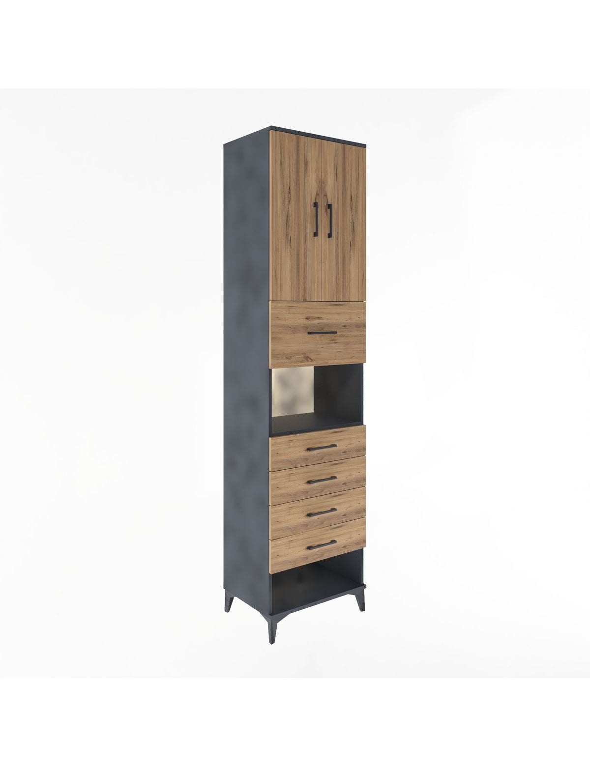 Hyperion Dolap 3 Raflı 5 Çekmeceli 2 Kapaklı 60x44x243 - S65M043V6B
