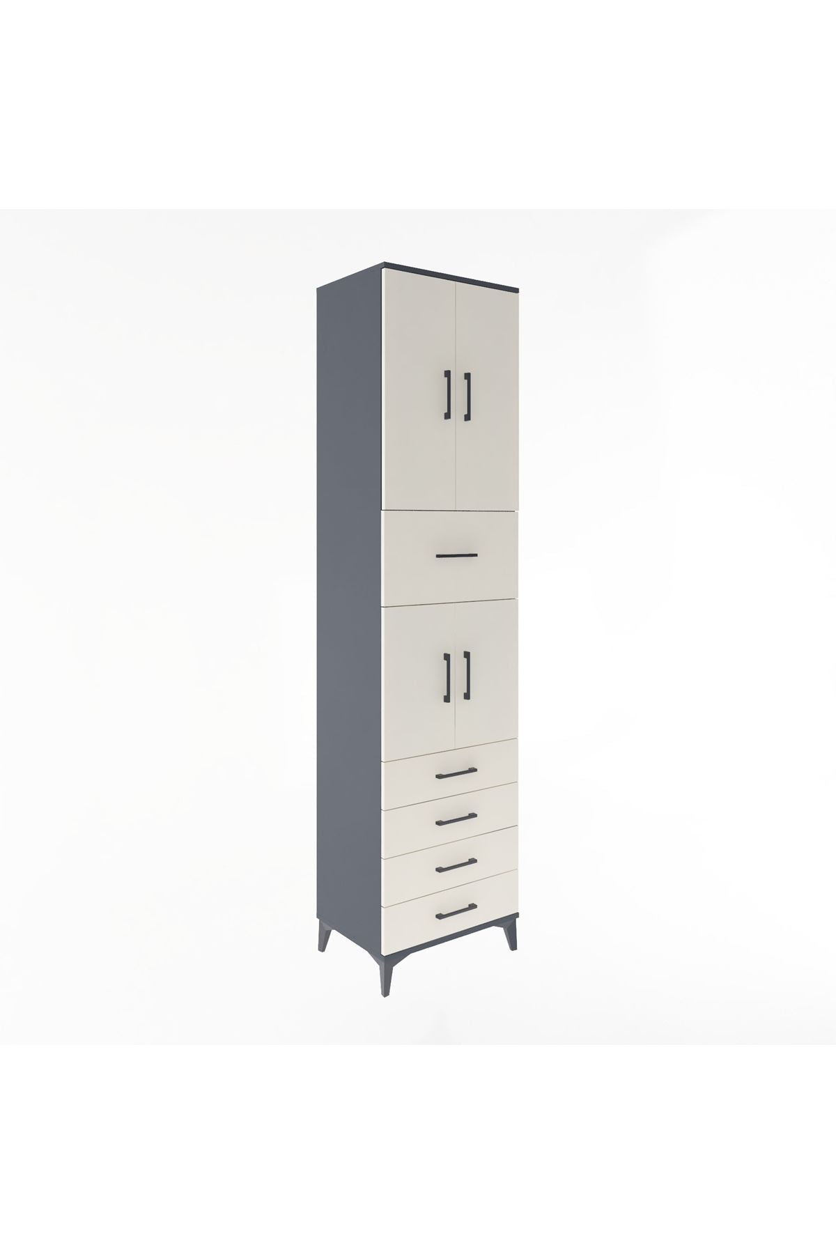 Hyperion Dolap 3 Raflı 5 Çekmeceli 4 Kapaklı 60x44x243 - S65M044V4B