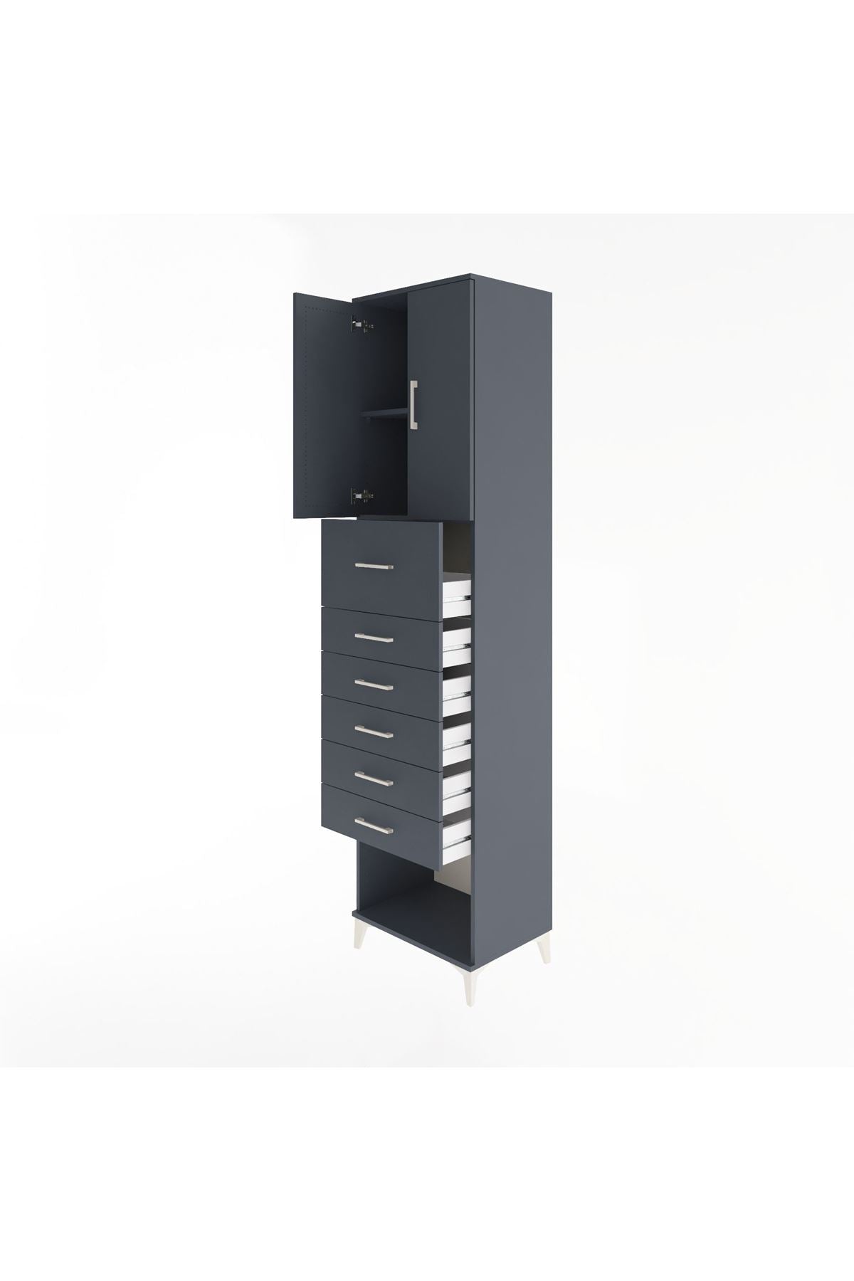 Hyperion Dolap 2 Raflı 6 Çekmeceli 2 Kapaklı 60x44x243 - S65M045V5B