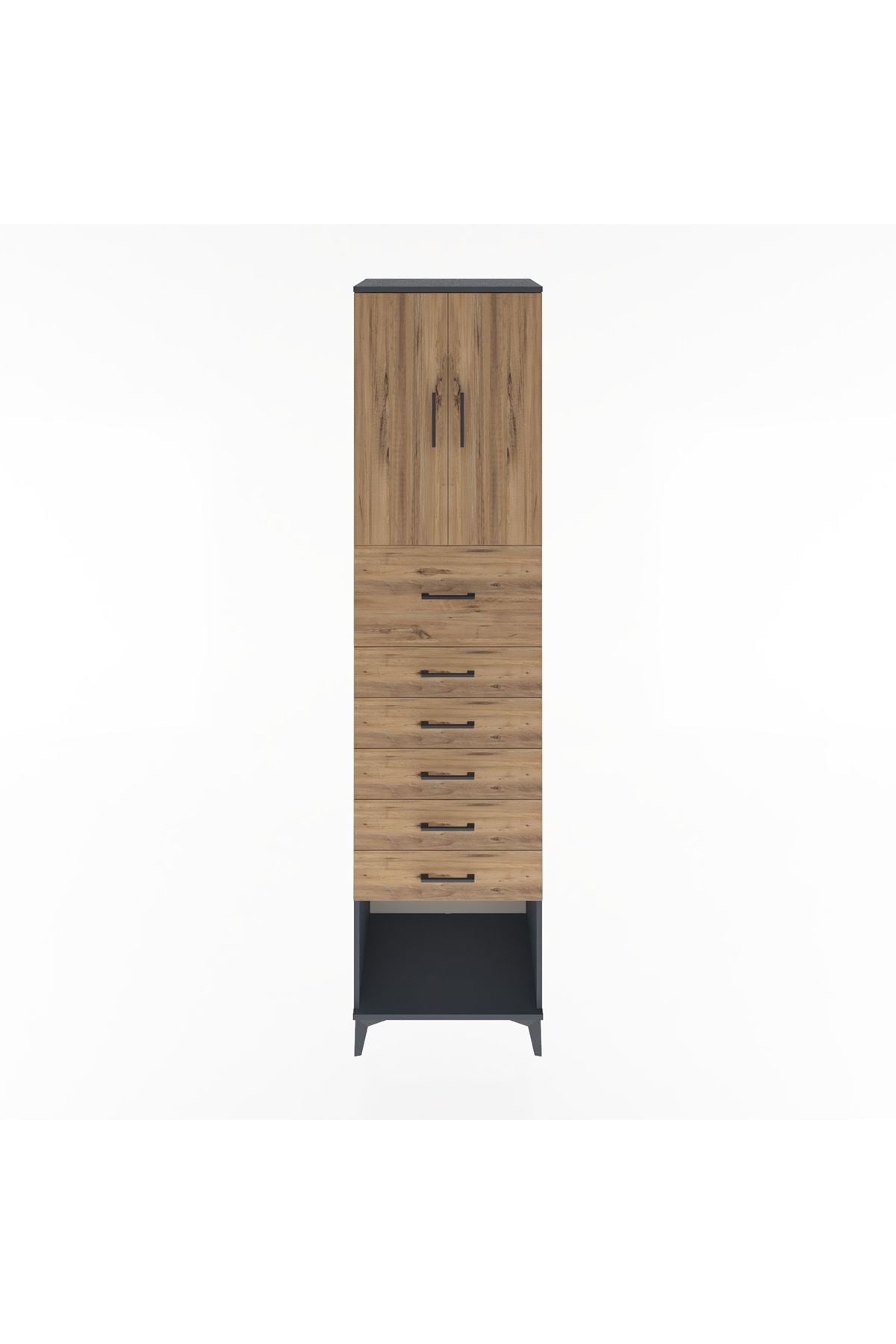 Hyperion Dolap 2 Raflı 6 Çekmeceli 2 Kapaklı 60x44x243 - S65M045V6B