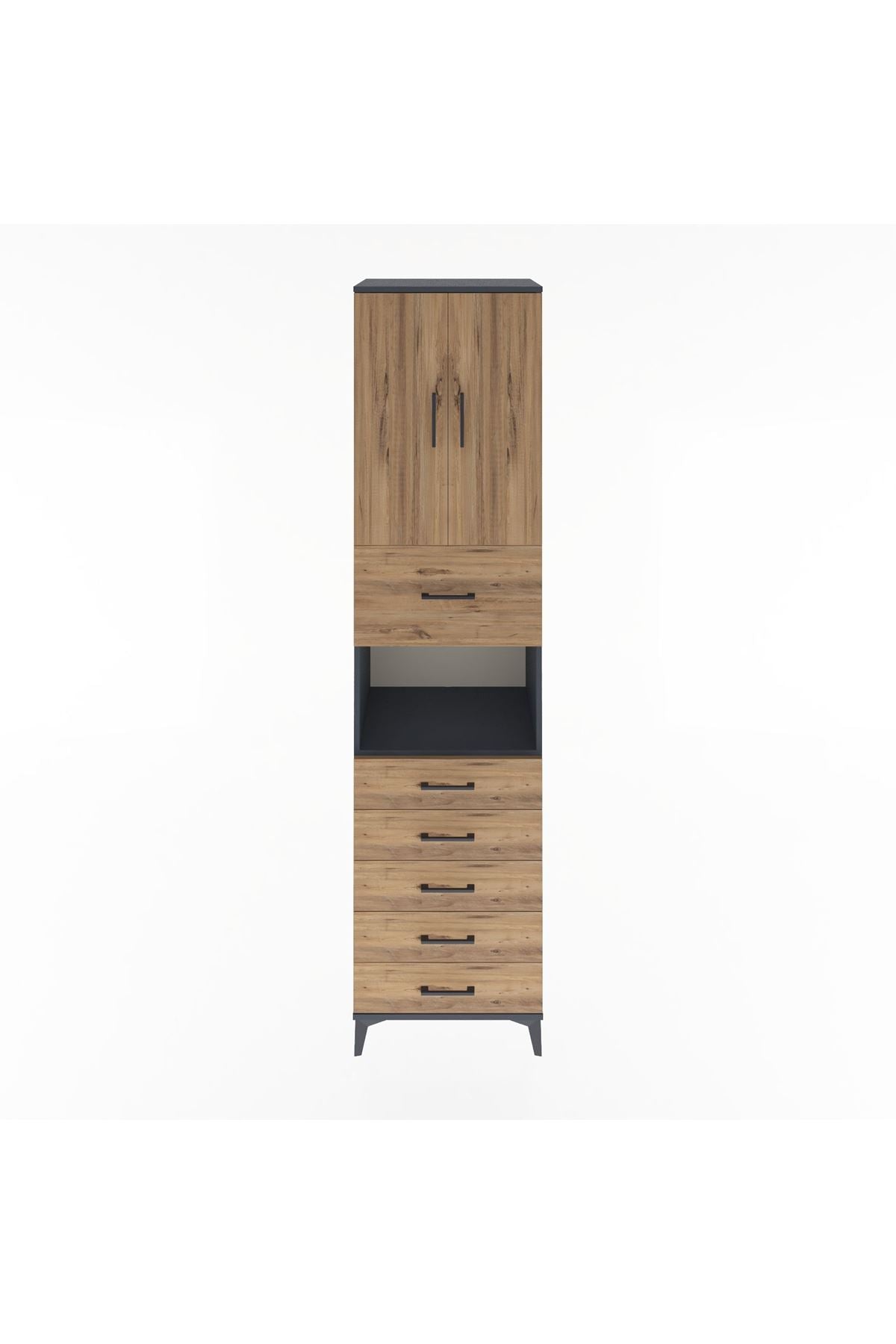 Hyperion Dolap 3 Raflı 6 Çekmeceli 2 Kapaklı 60x44x243 - S65M047V6B