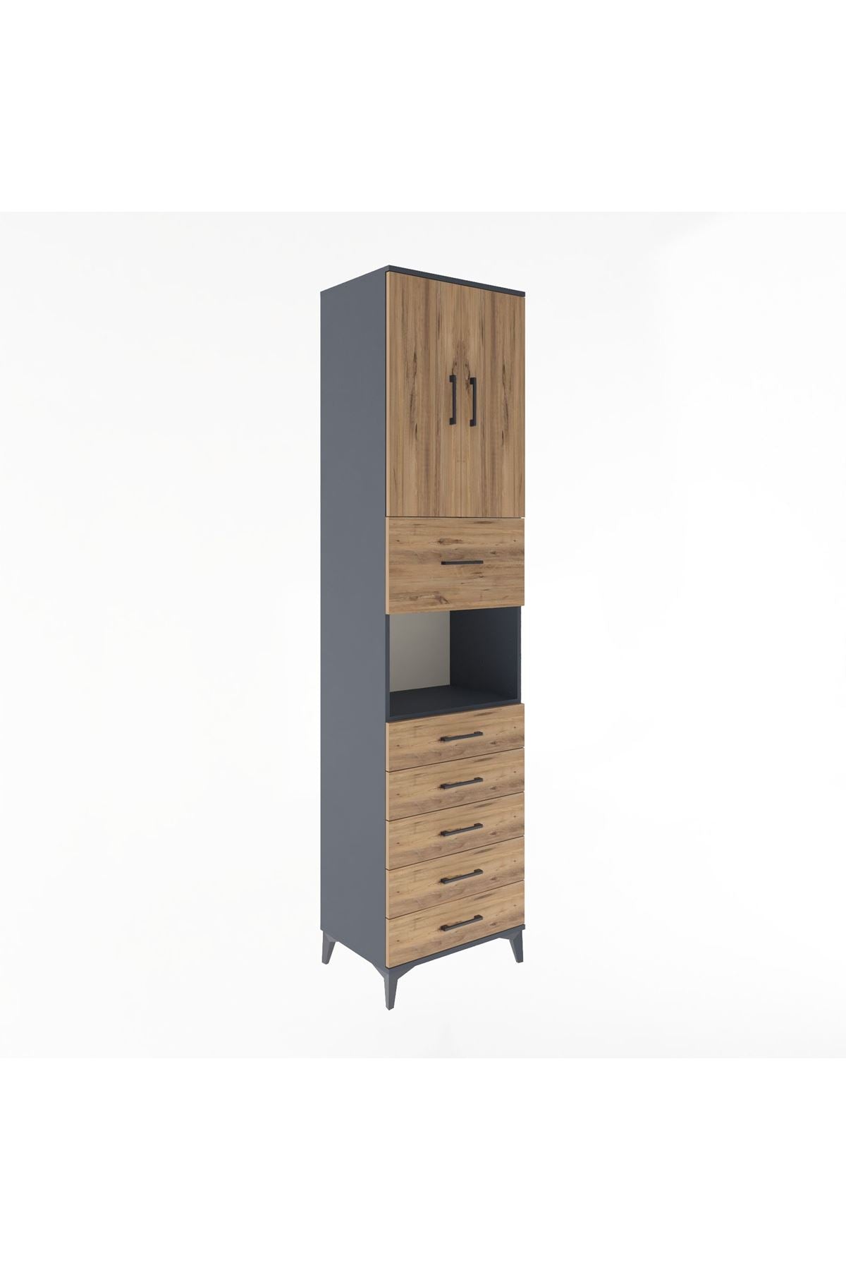 Hyperion Dolap 3 Raflı 6 Çekmeceli 2 Kapaklı 60x44x243 - S65M047V6B