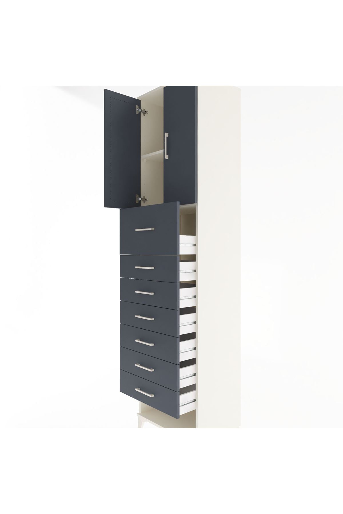 Hyperion Dolap 2 Raflı 7 Çekmeceli 2 Kapaklı 60x44x243 - S65M049V2B