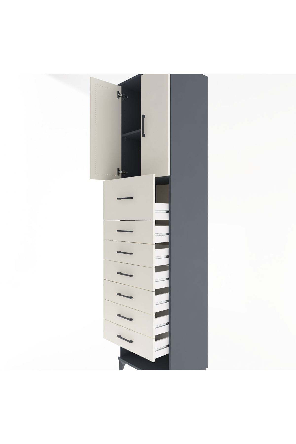 Hyperion Dolap 2 Raflı 7 Çekmeceli 2 Kapaklı 60x44x243 - S65M049V4B