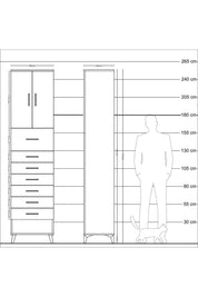 Hyperion Dolap 2 Raflı 7 Çekmeceli 2 Kapaklı 60x44x243 - S65M049V6B